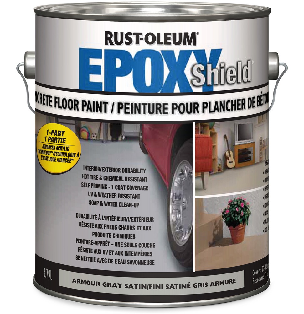 Peinture pour plancher béton intérieur et extérieur RustOleum Epoxyshield, satiné gris armure Peinture pour plancher béton intérieur et extérieur RustOleum Epoxyshield, satiné gris armure