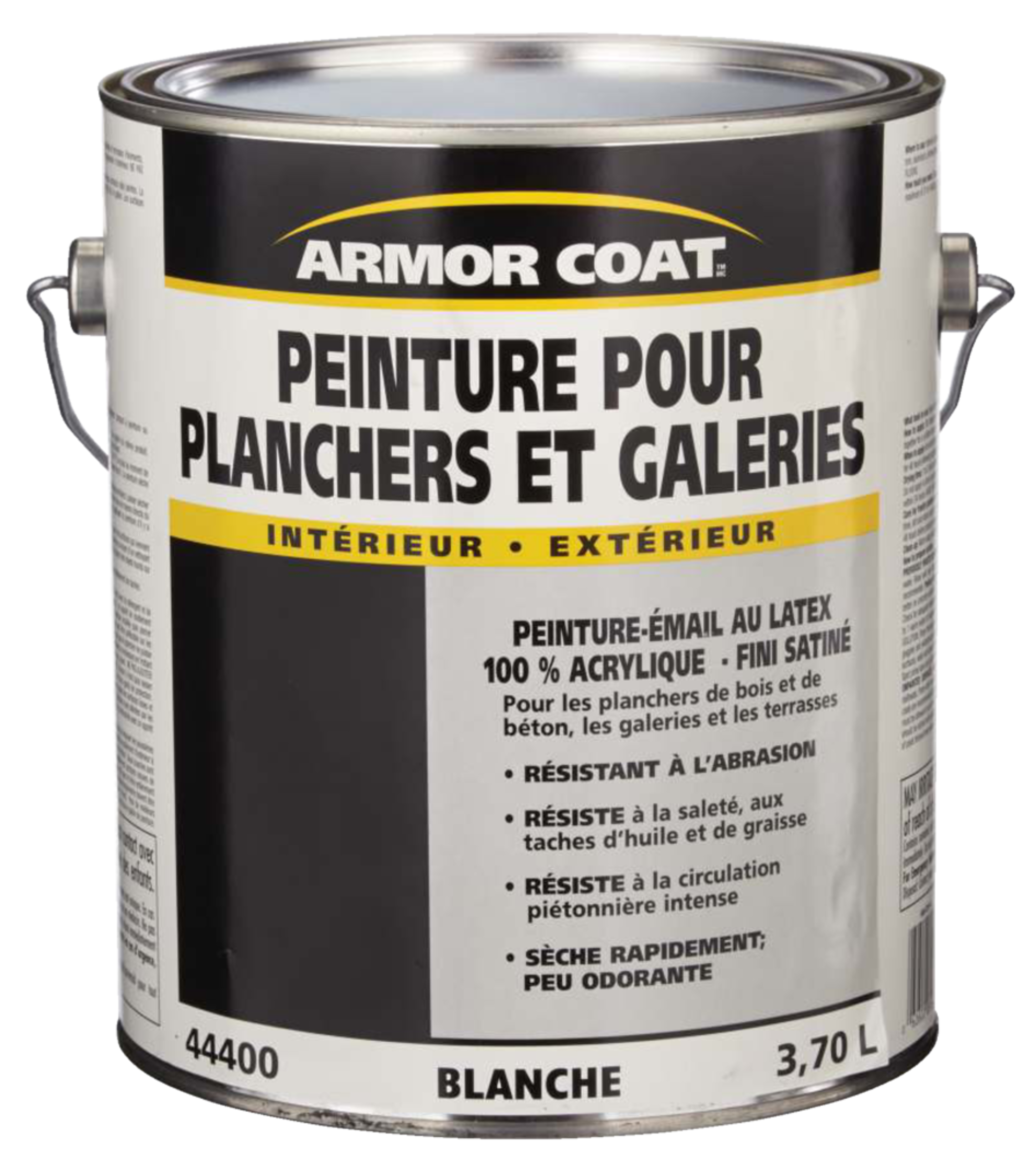 Peinture au latex pour galeries et planchers Armor Coat, fini satin gris, blanc, 3,7 L Front_Elevated