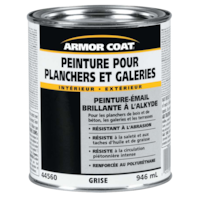 Peinture alkyde émail d'intérieur et d'extérieur pour galeries et planchers Armor Coat, lustré, gris, 946 mL/1 pte Front_Elevated