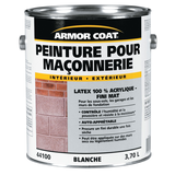 Peinture au latex acrylique d'intérieur et d'extérieur pour maçonnerie Armor Coat, mat, blanc, 3,78&nbsp;L/1&nbsp;gallon Front_Elevated