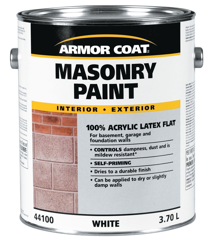 Armor Coat Interior/Exterior Masonry Acryclic Latex Paint, Flat, White