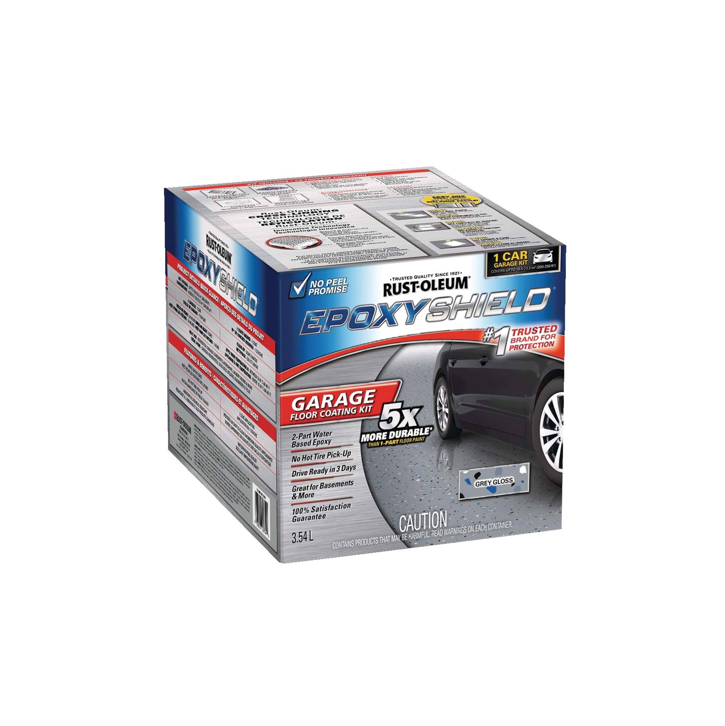 Rust-Oleum® EpoxyShield Garage Floor Coating Kit, Grey Gloss, 3.54-L/1-Gallon Front_Three_Fourths_Angled_Right