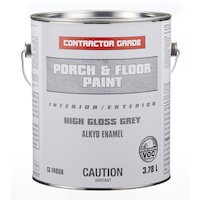 Contractor Grade Interior/Exterior Porch & Floor Alkyd Enamel Paint, High Gloss Grey, 3.78-L/1-Gallon Front_Flat