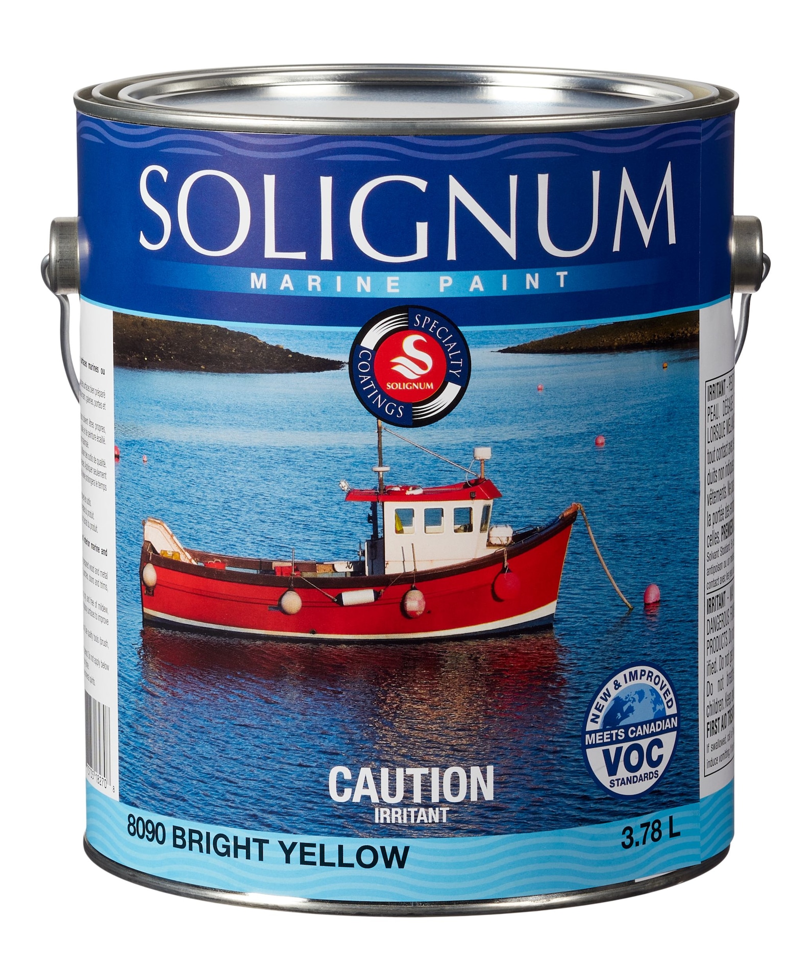 Solignum Marine Interior/Exterior Alkyd Enamel Paint, HighGloss, Bright Yellow, 3.78L/1Gallon