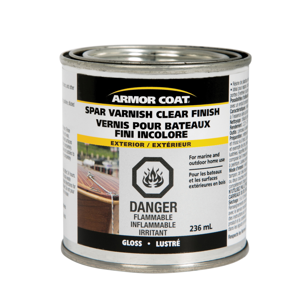Armor Coat Exterior Wood Spar Varnish, Clear, Gloss, 236mL/0.25qt