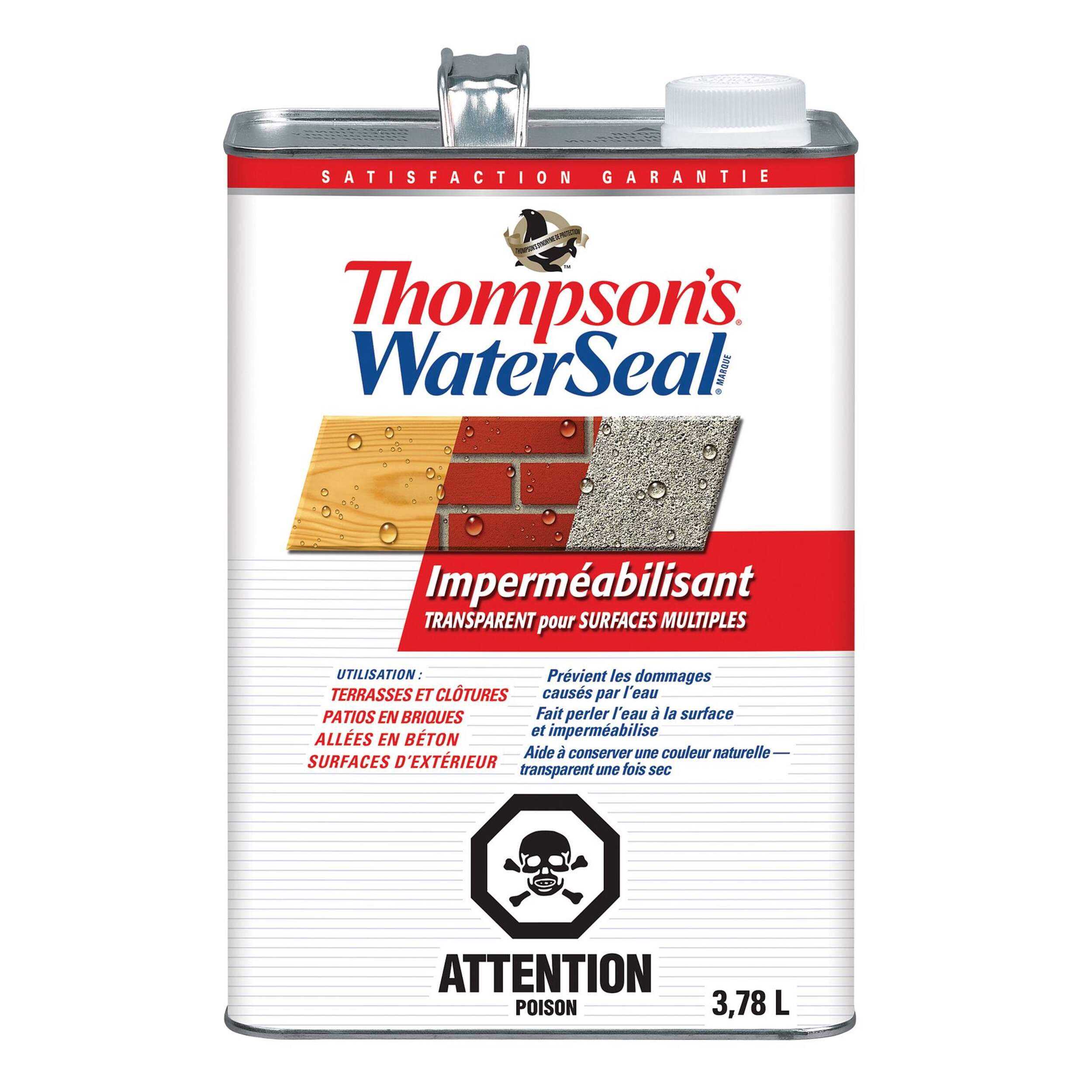 Imperméabilisant d'extérieur multisurface Thompson's WaterSeal, transparent, 3,78&nbsp;L/1&nbsp;gallon Front_Elevated