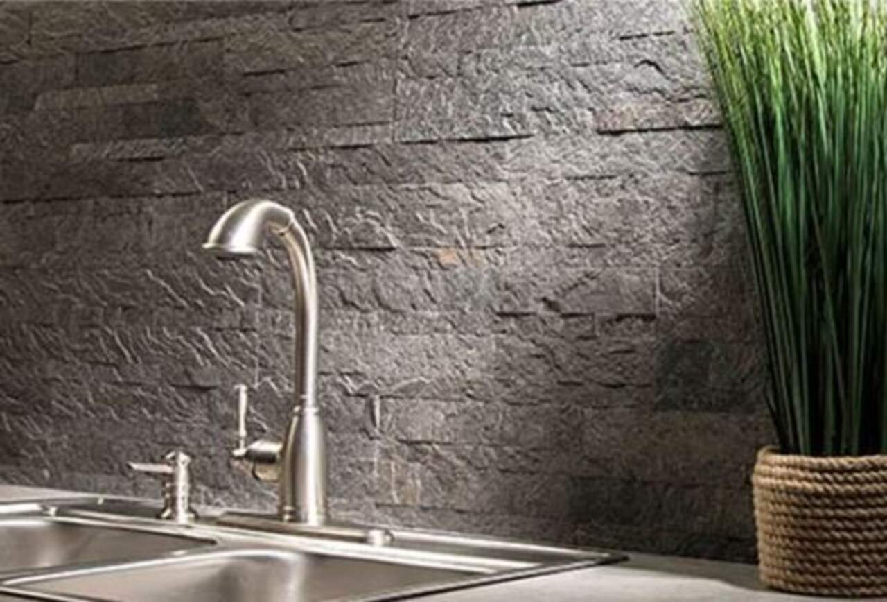 Black Dark Gray Slate Backsplash Tile Subway Slate