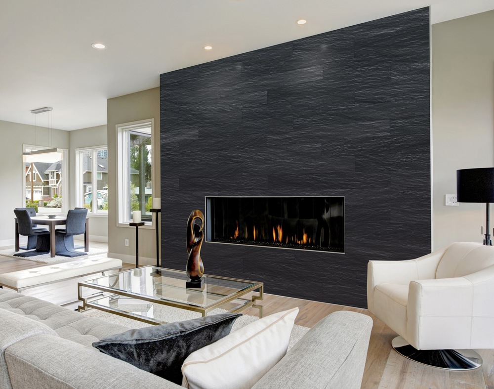 UltraStone Peel & Stick Stone Backsplash Tiles, Galaxy Black Quartzite