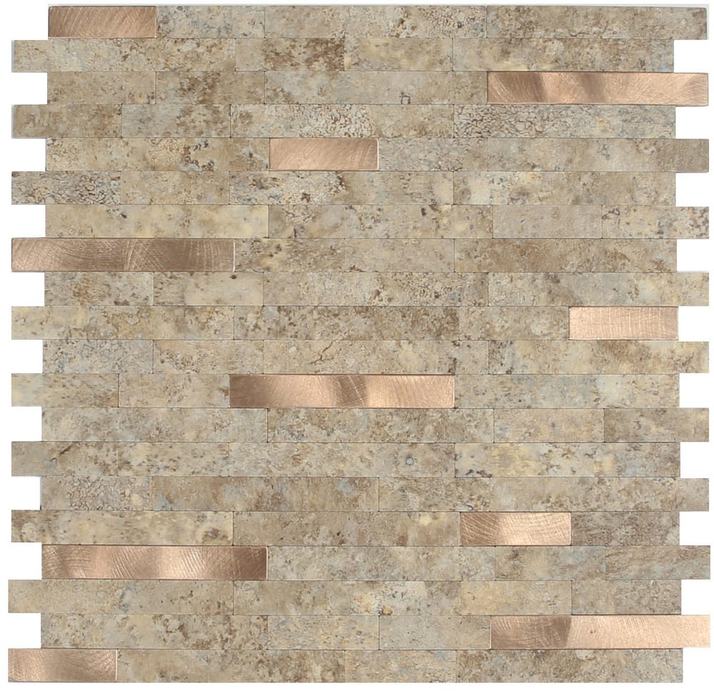 Metal by ASP Peel & Stick Metal & Stone Backsplash Tiles, 11.5 x 11.7 ...