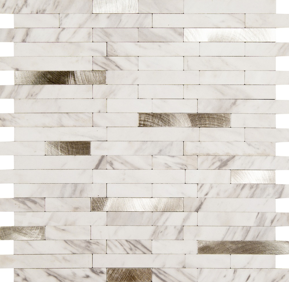 Murella Peel & Stick DIY Backsplash Wall Tile, Marble/Brushed Silver