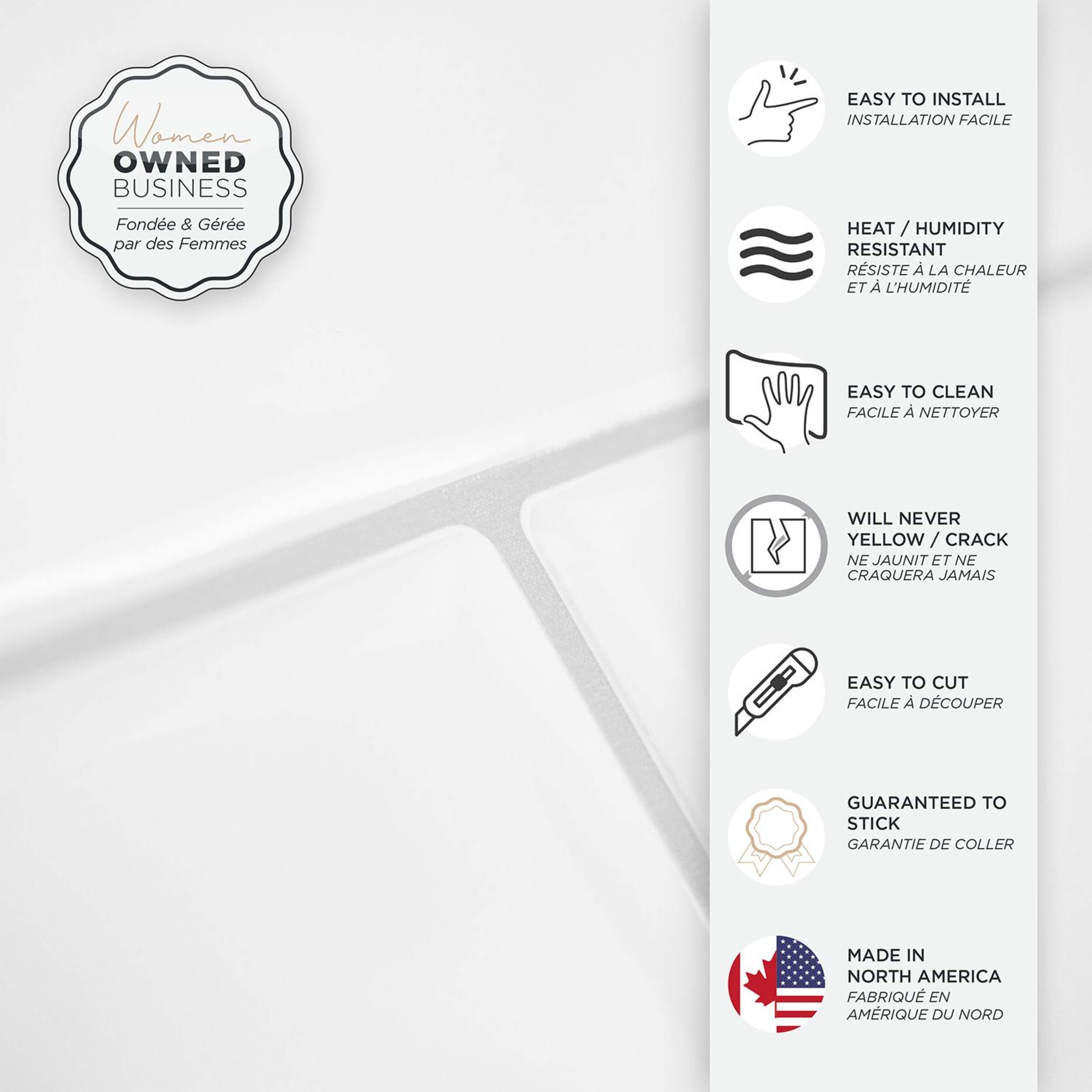 Smart Tiles Peel & Stick Self-Adhesive DIY Kitchen & Bathroom Wall Tiles, Oslo White, 2-pk CloseUp