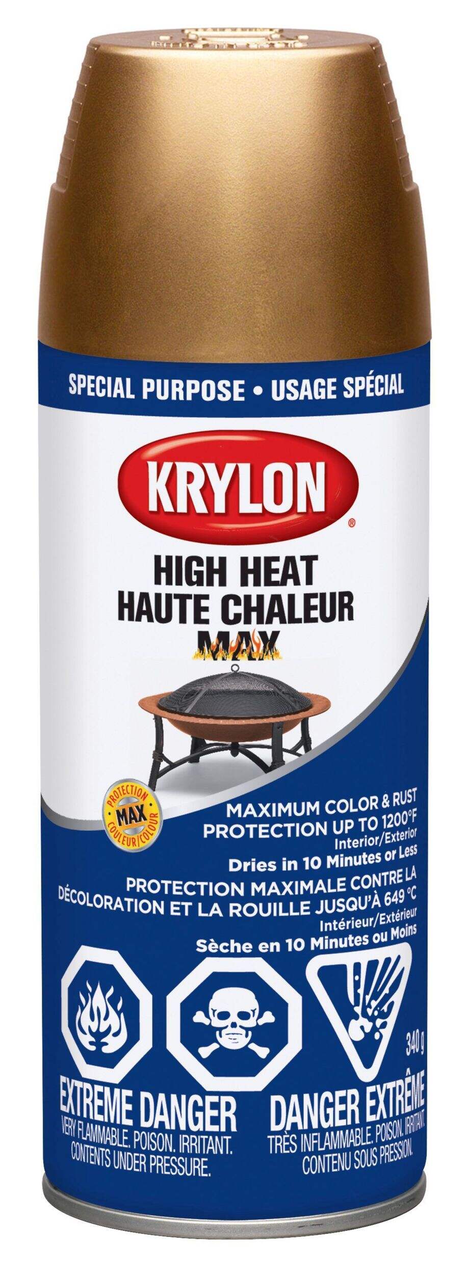 Krylon® High Heat Max Interior/Exterior Colour & Rust Aerosol Spray Protectant, Copper, 340-g Front_Elevated