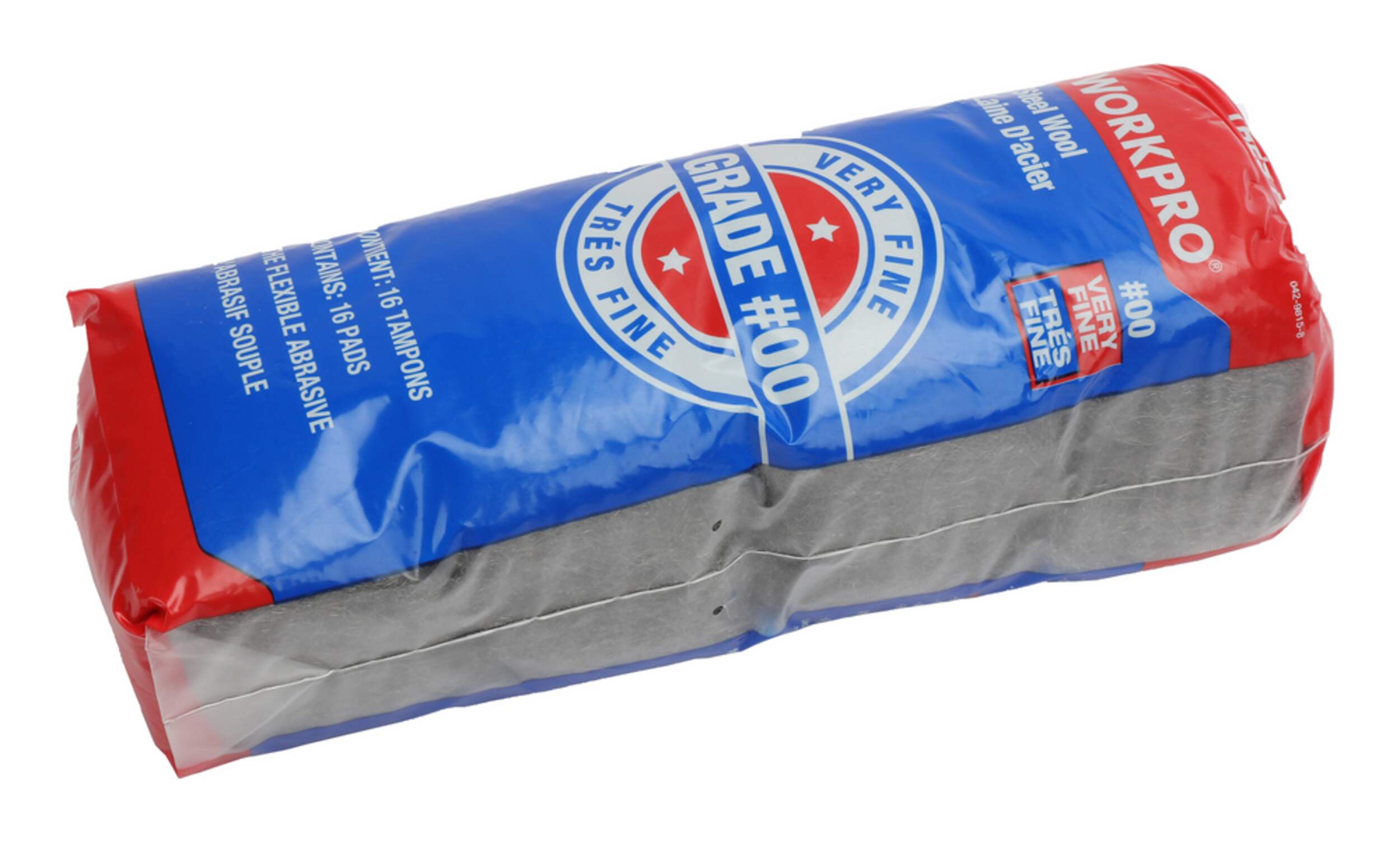 Workpro Steel Wool Pads For Multi-Surface Smoothing & Cleaning, Very Fine Grade #00, 16-pk Back_Angled_Right