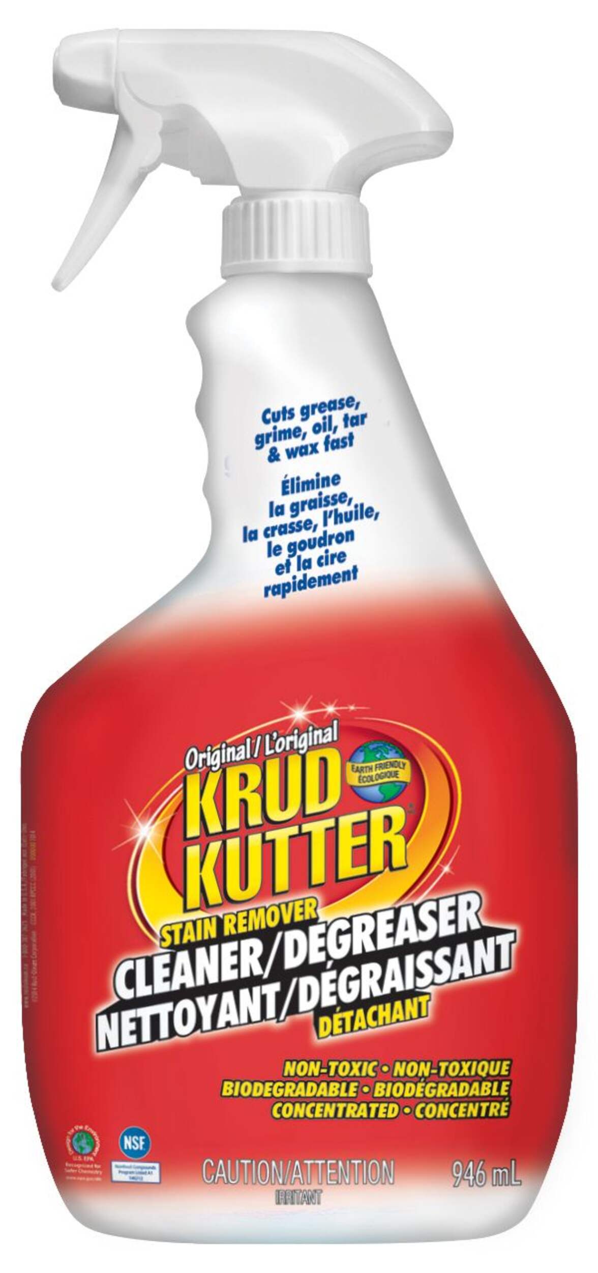 Krud Kutter Multi-Purpose Stain Remover, Cleaner & Degreaser Spray, Non-Toxic, 946-mL Front_Flat