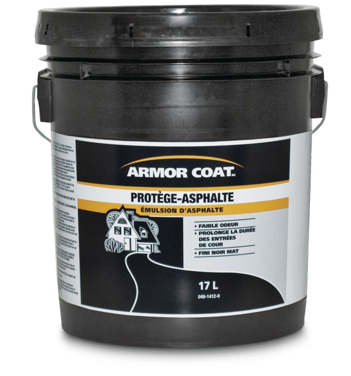 Scellant pour entrée Armor Coat à émulsion d'asphalte, résistant au gaz et  à l'huile, faible odeur, noir mat, 17 L