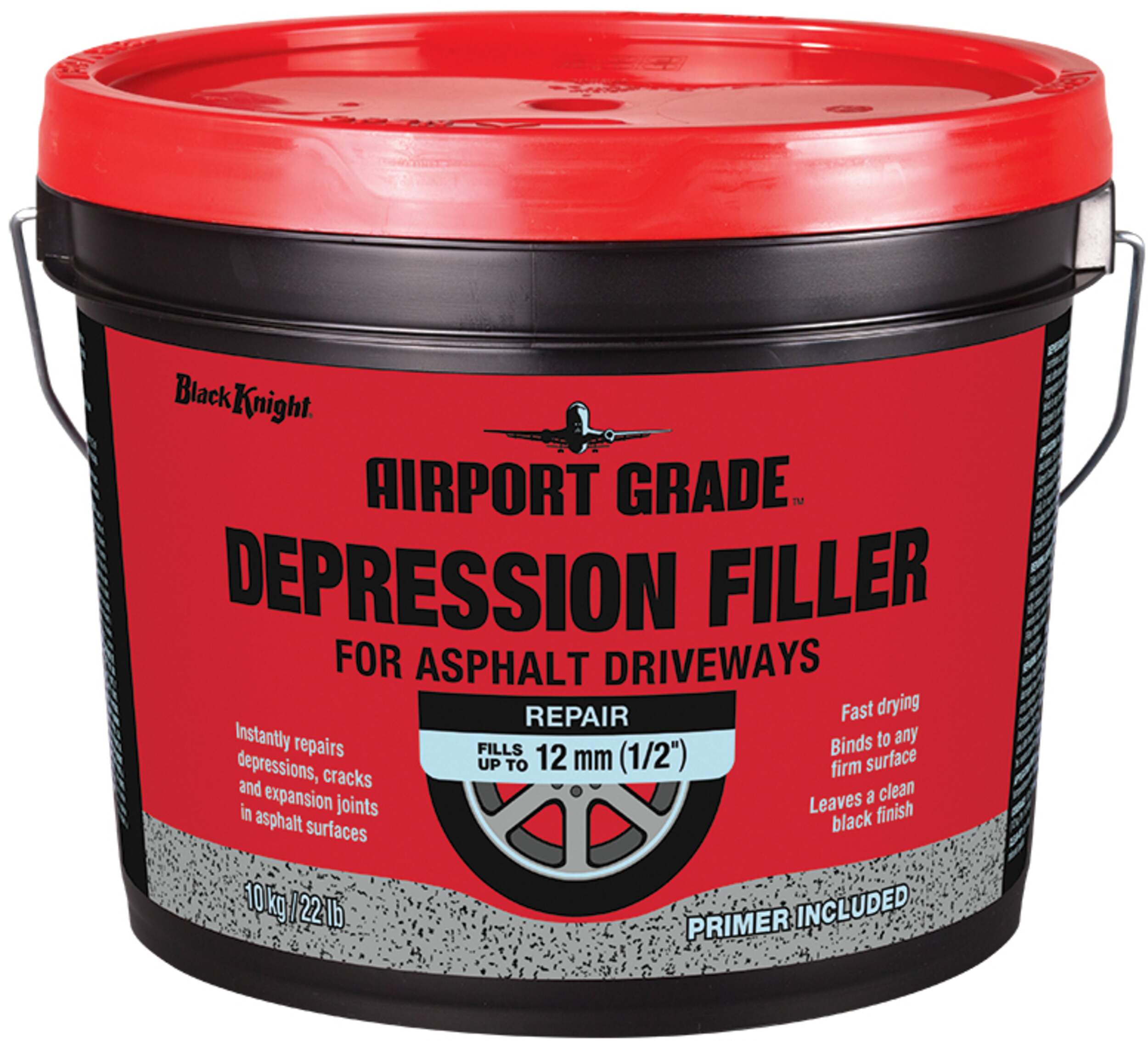 Black Knight Airport Grade Depression Filler, Repairs Holes/Cracks in Asphalt Driveways, 10-kg Front_Elevated