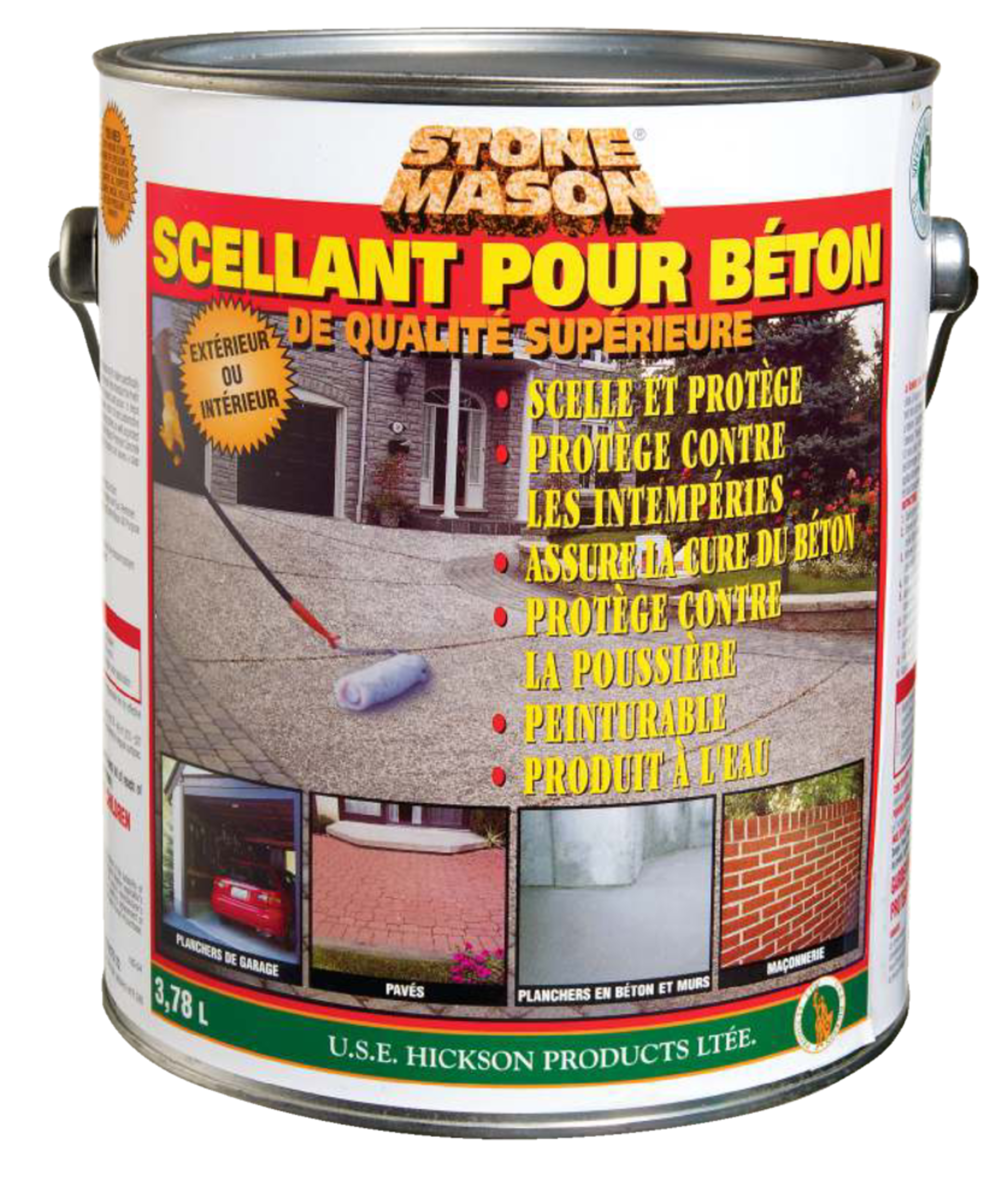 Scellant pour béton Stone Mason de qualité supérieure, intérieur/extérieur, imperméable, fini mat, 3,78 L Front_Elevated