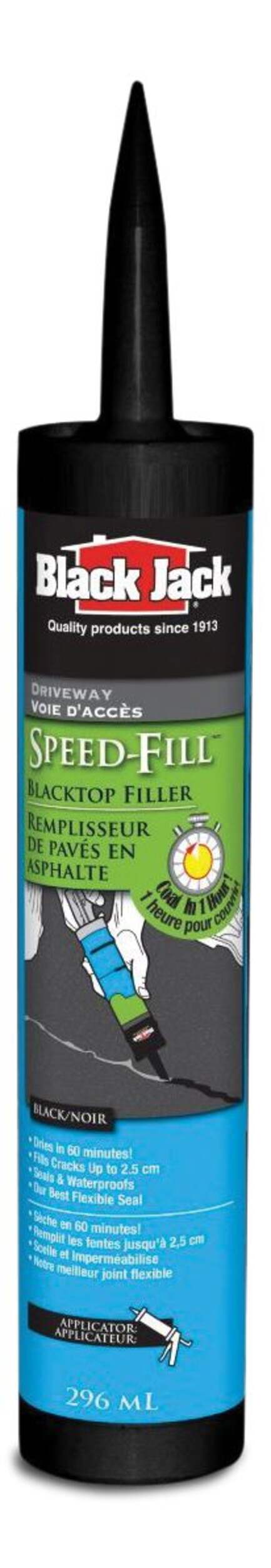 Black Jack Speed-Fill Elastic Blacktop Asphalt Driveway Pavement Crack Filler, Black, 296-mL Front_Flat