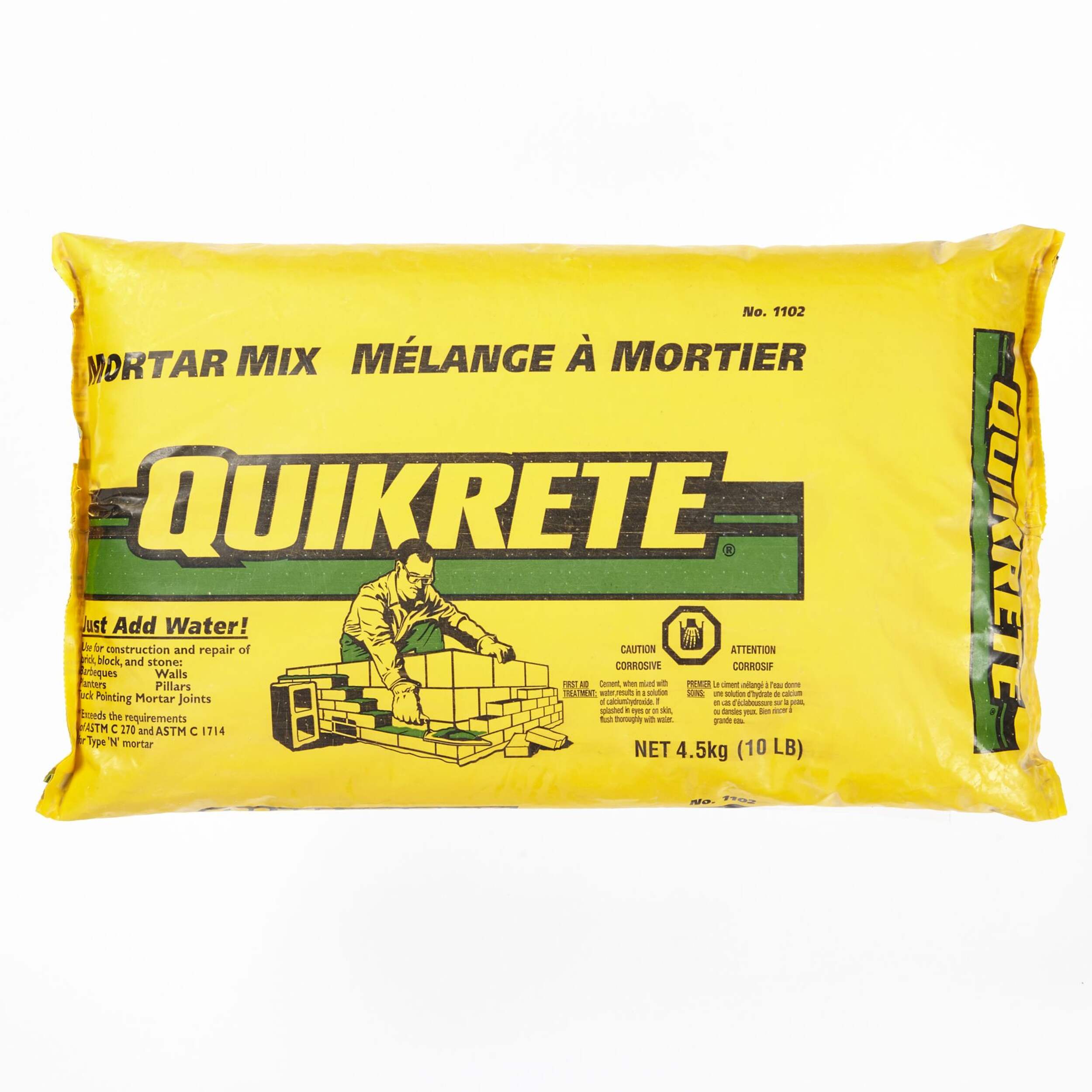 Quikrete Masonry Cement & Graded Sand Mortar Mix For Brick, Block & Stone Repair, 4.5-kg Front_Flat