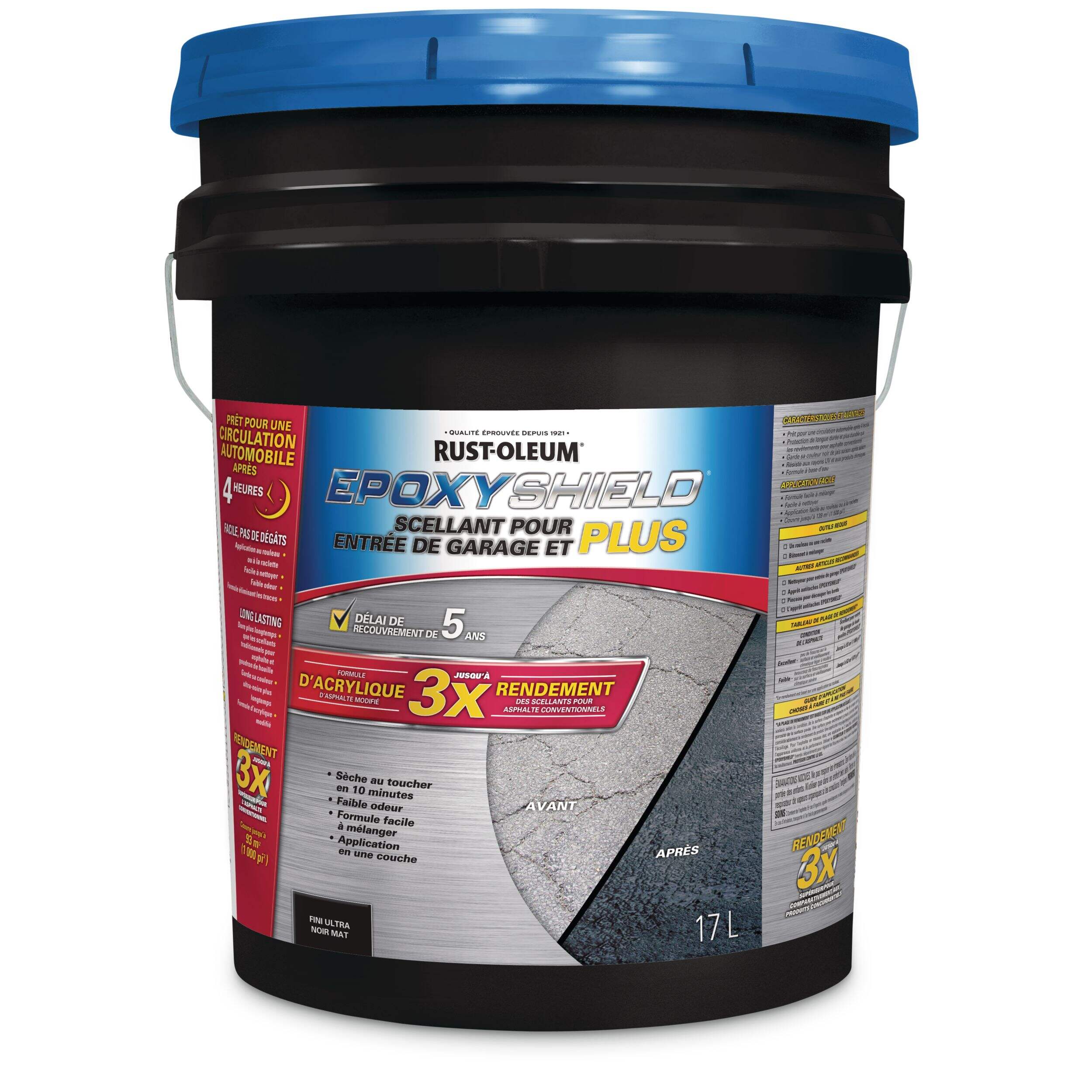 Scellant pour entrée d'asphalte Rust-Oleum Epoxy Shield Sealer Plus, couverture de 1 000 pi2, noir, 17 L Front_Flat