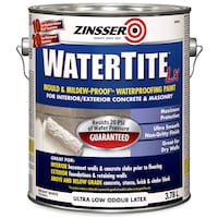 Zinsser WaterTite Lx Waterproofing Paint For Concrete & Masonry, Bright White, 3.78-L Front_Elevated