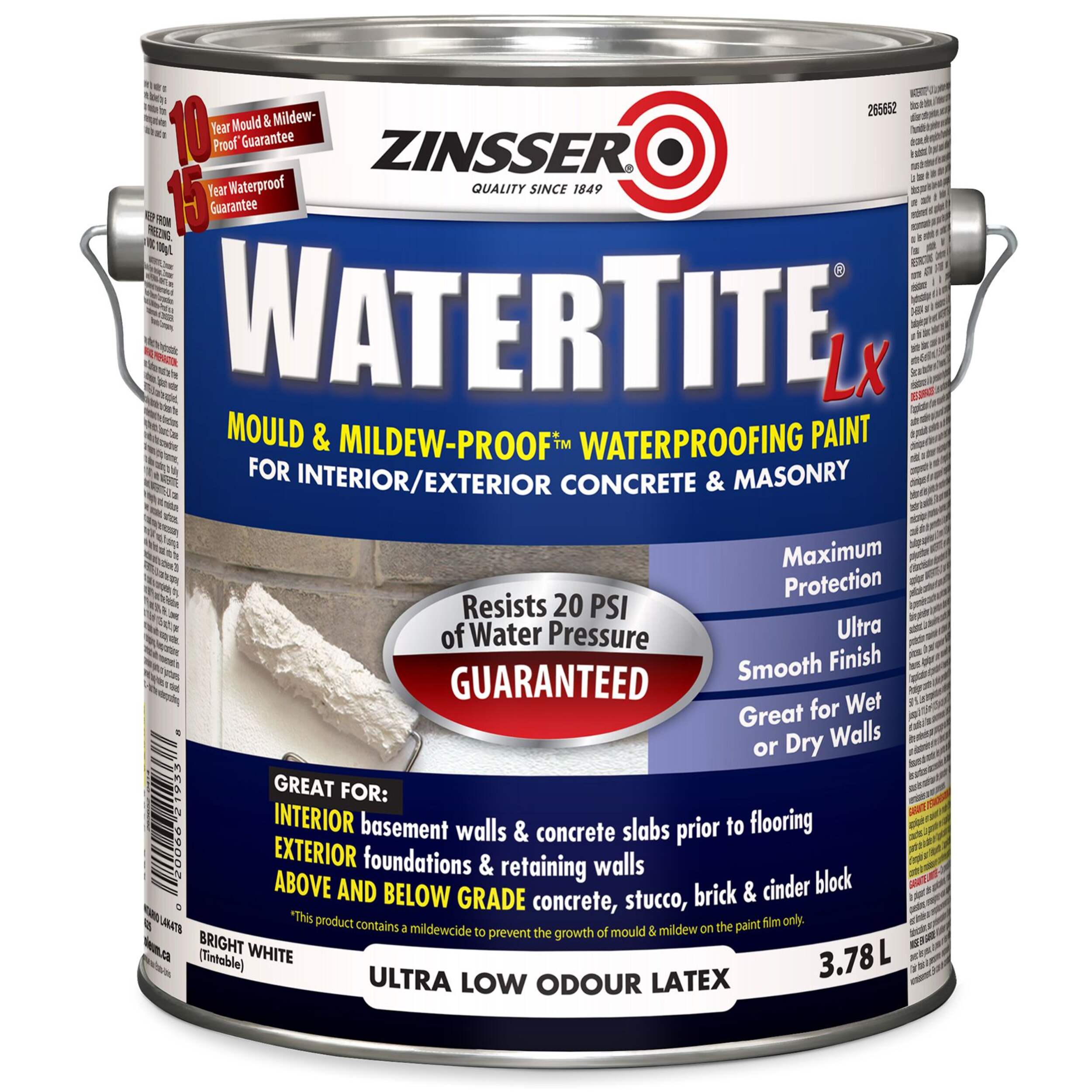 Zinsser WaterTite Lx Waterproofing Paint For Concrete & Masonry, Bright