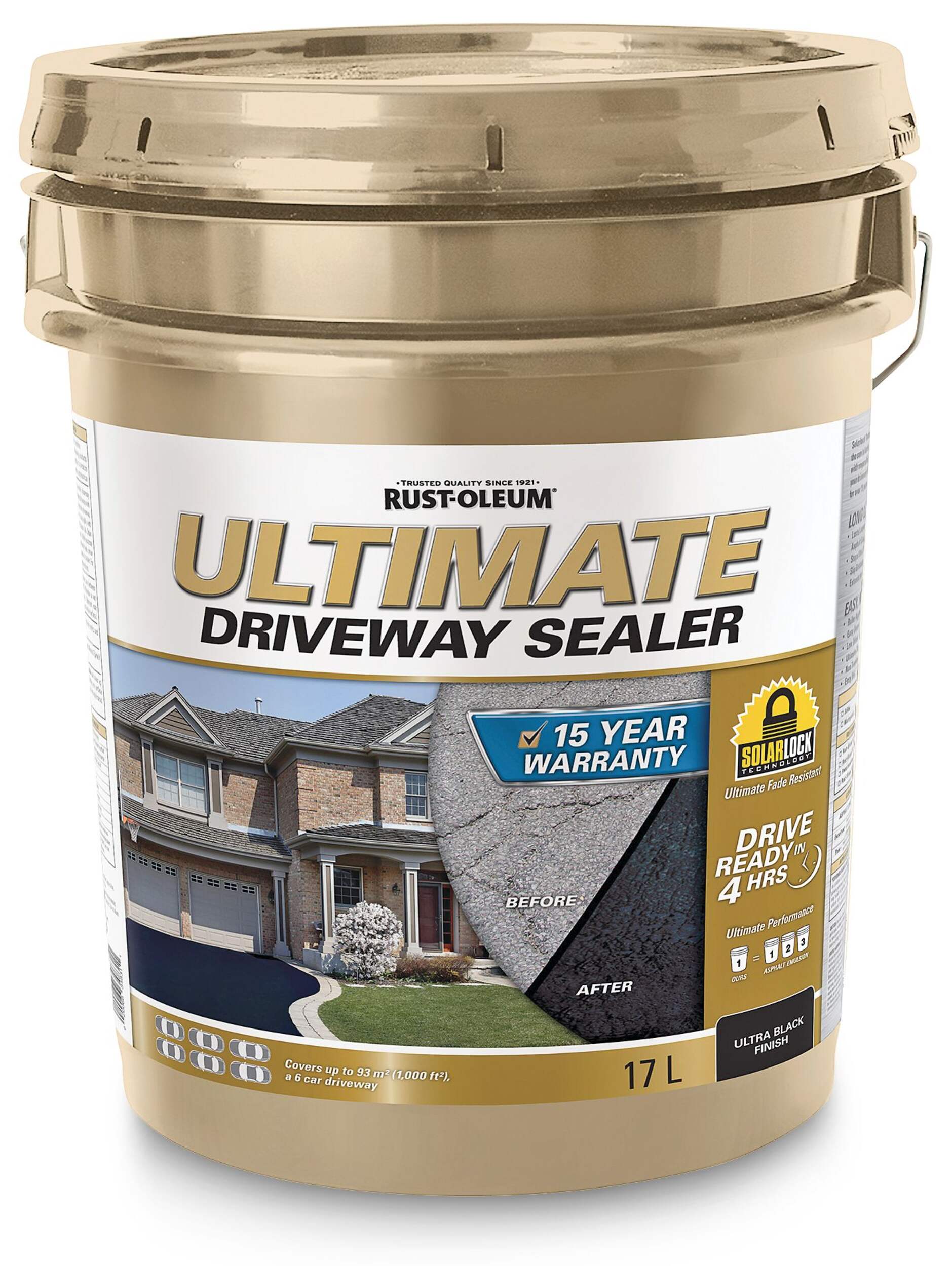 Rust-Oleum 15-Year Ultimate Asphalt Driveway Sealer, 1000 sq. ft Coverage, Ultra Black, 17-L Front_Elevated