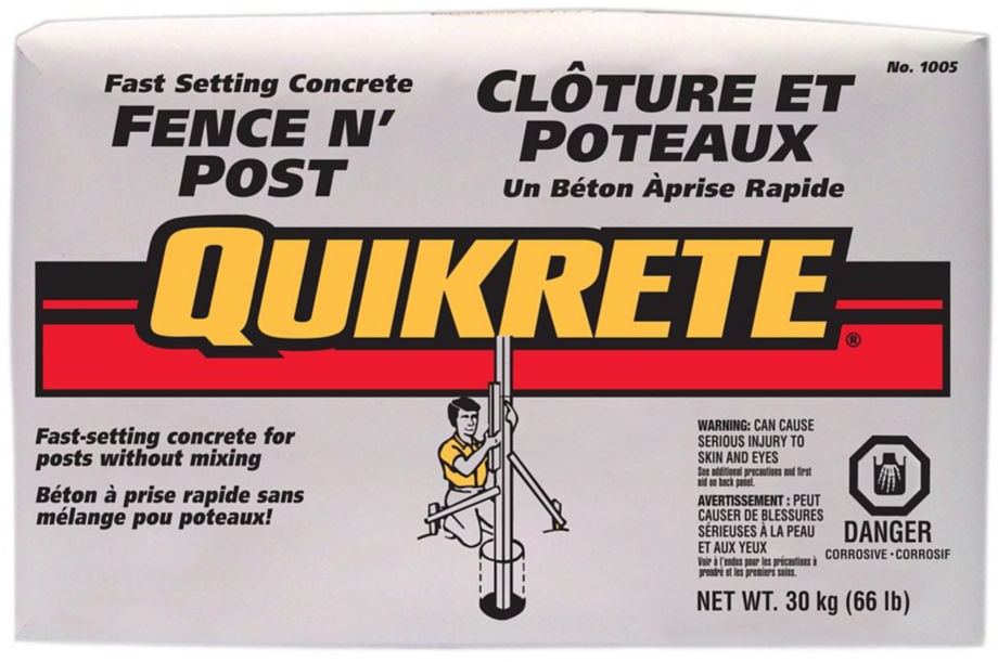 Mélange à béton à fixation rapide Quikrete Fence N' Post, temps de