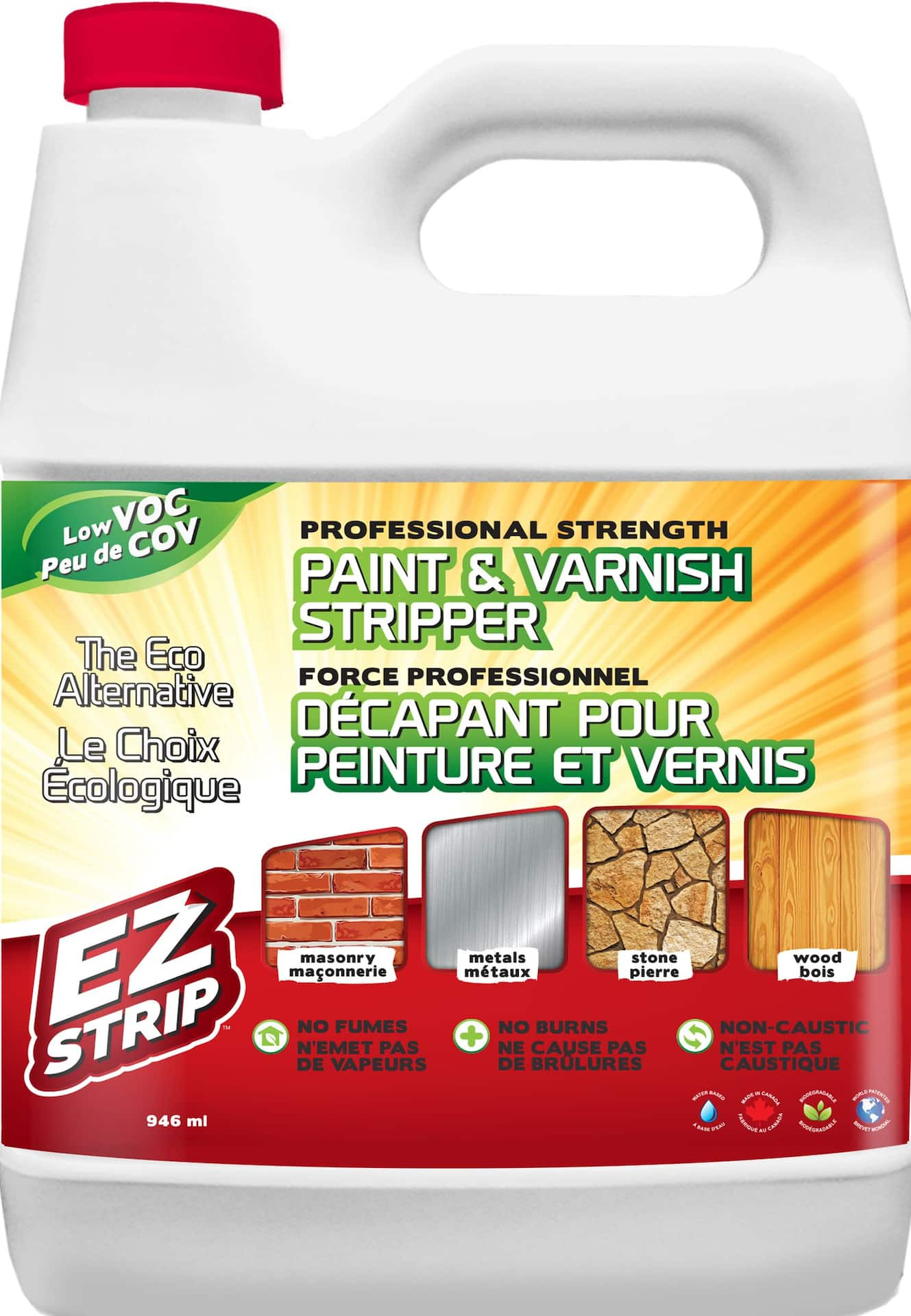 EZ Strip Professional Strength Paint Remover Varnish Stripper Gel Low VOC 946 mL