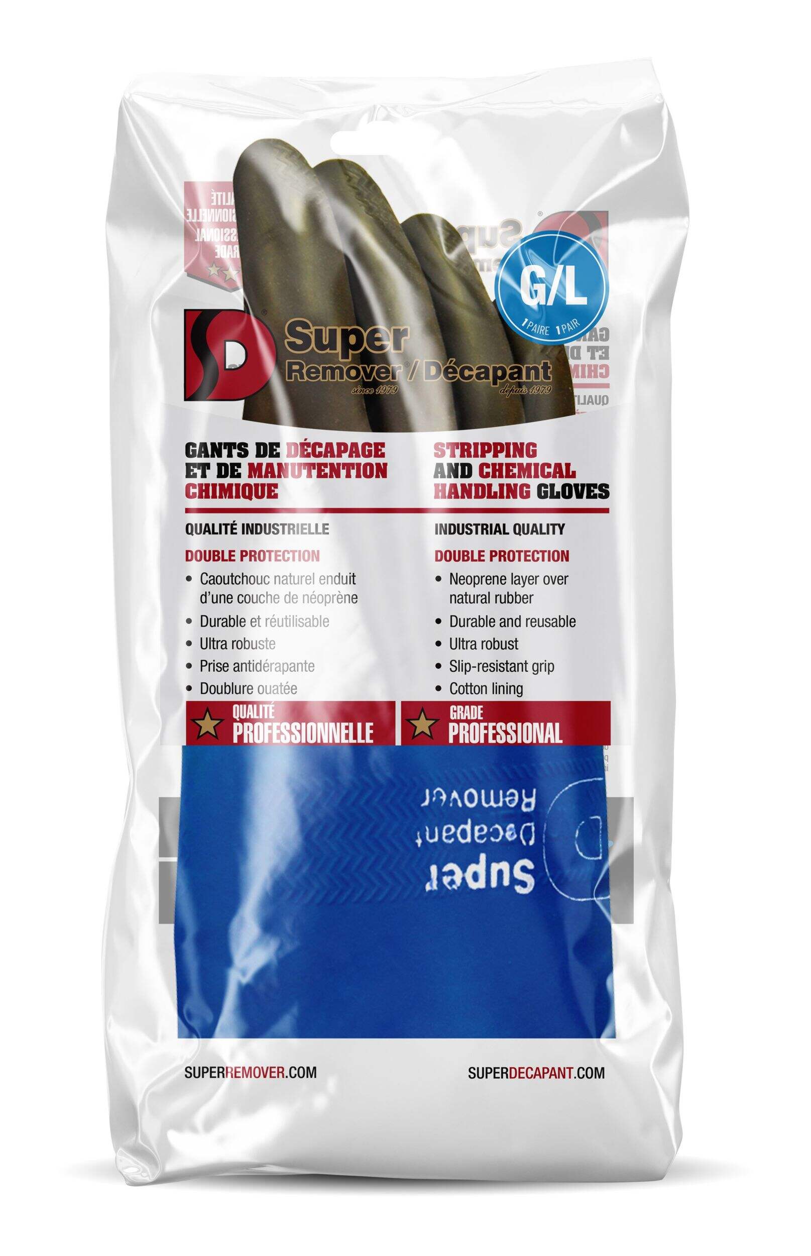 DS Super Industrial Chemical-Resistant Dual Layer Work Gloves, Medium, 1-Pair Front_Flat