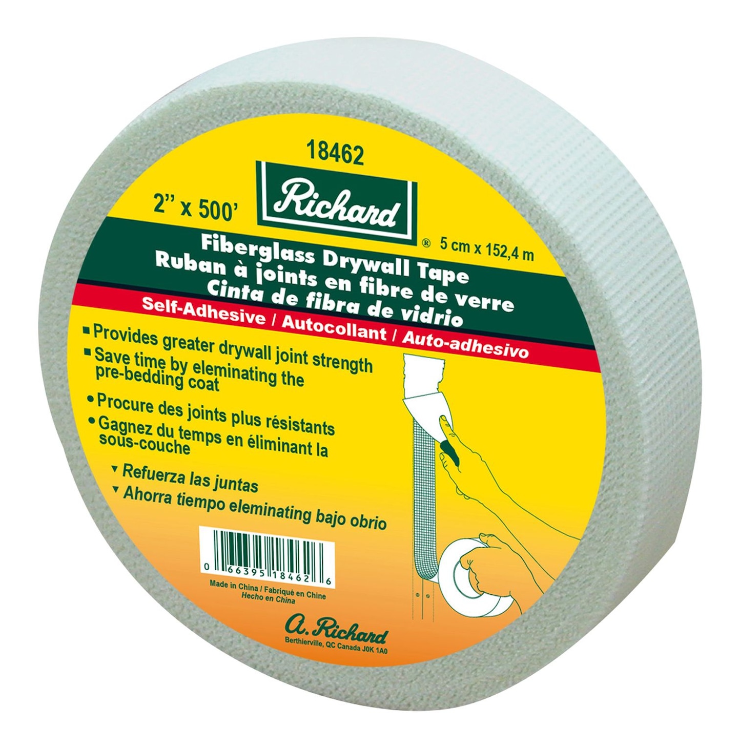 Richard SelfAdhesive Fiberglass Mesh Drywall Joint Tape, White