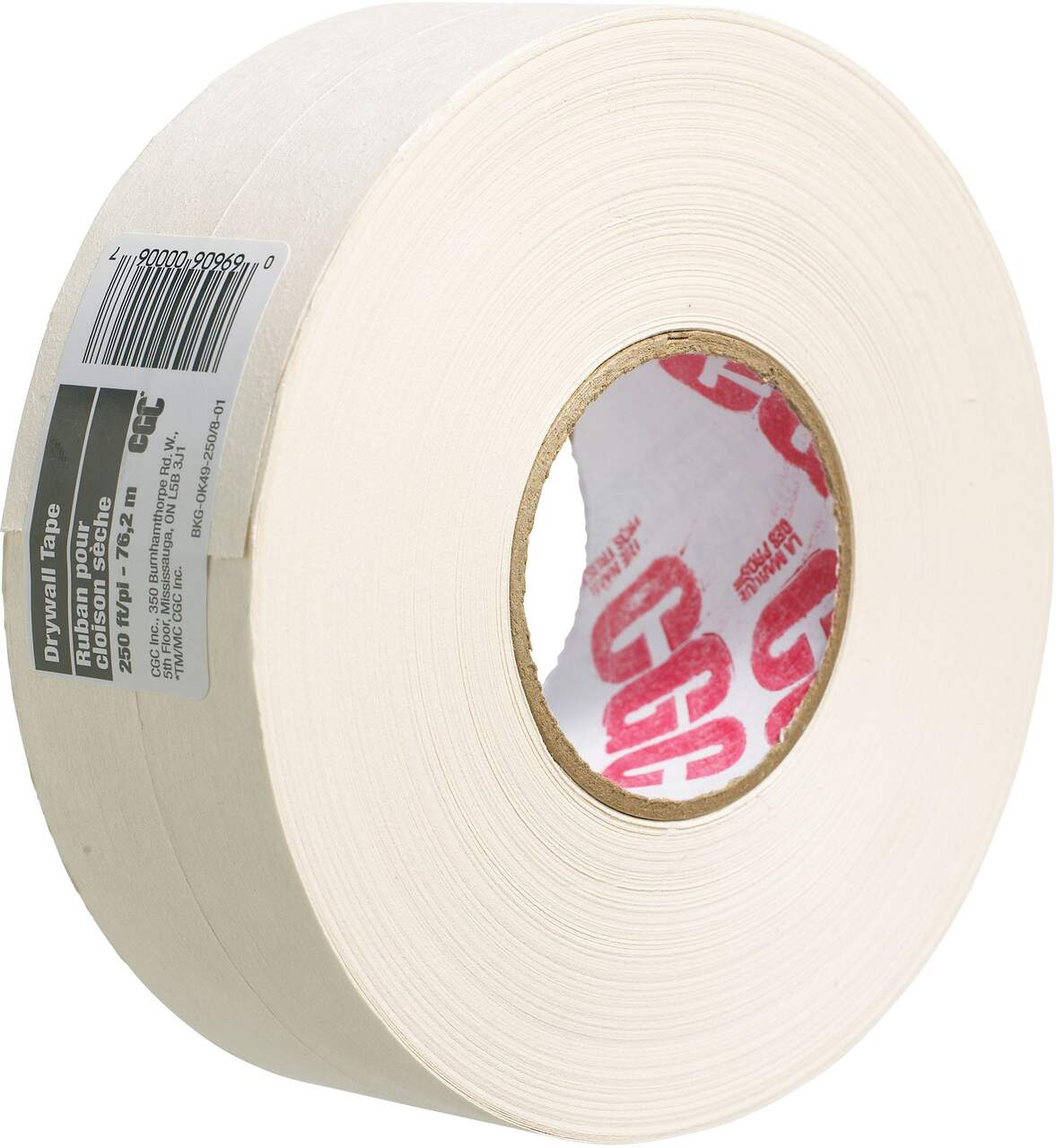 Ruban en papier pour joints de cloison sèche CGC, pré-crêpé, adhérence  supérieure, blanc, 2 1/16 po x 250 pi