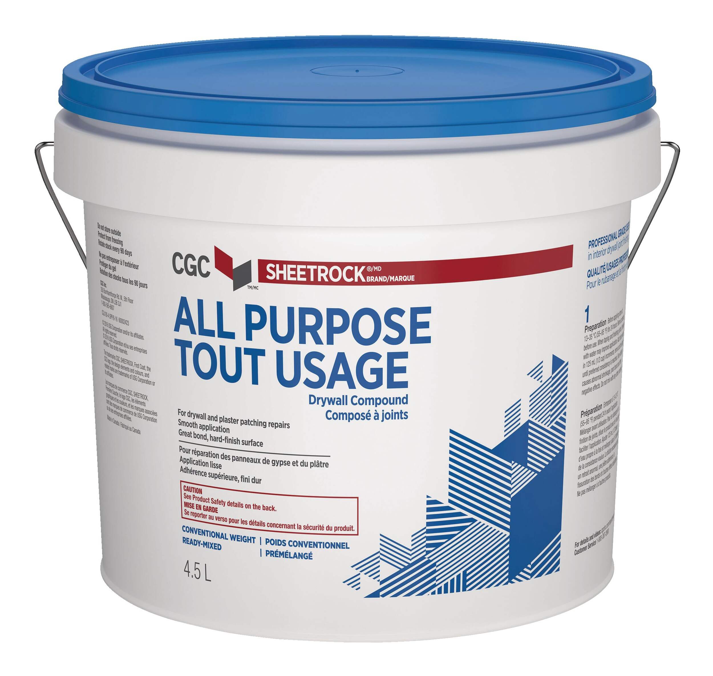 CGC Sheetrock All-Purpose Ready-Mixed Drywall Compound, 4.5-L Pail Front_Elevated
