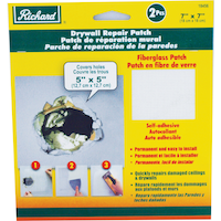 Pièce autoadhésive permanente en fibre de verre Richard pour réparation de cloison sèche, 7 x 7 po, paq. 2 Front_Flat