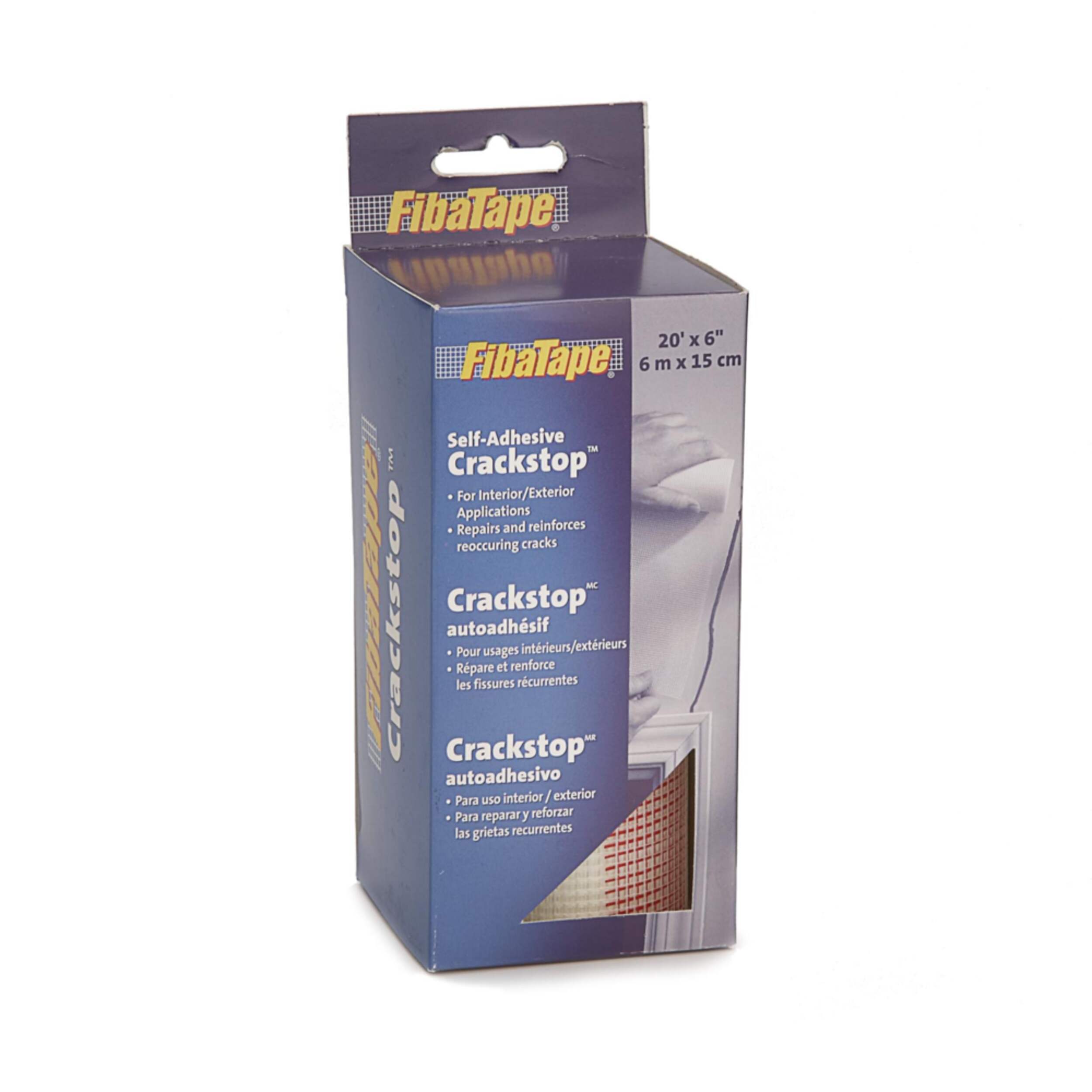 FibaTape CrackStop Self-Adhesive Fiberglass Mesh Tape For Drywall Repair, 6-in x 20-ft Front_Angled_Right