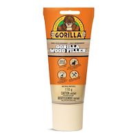 Gorilla Glue Interior/Exterior Wood Filler, For Cracks, Gouges & Holes, 6-oz Tube Front_Flat