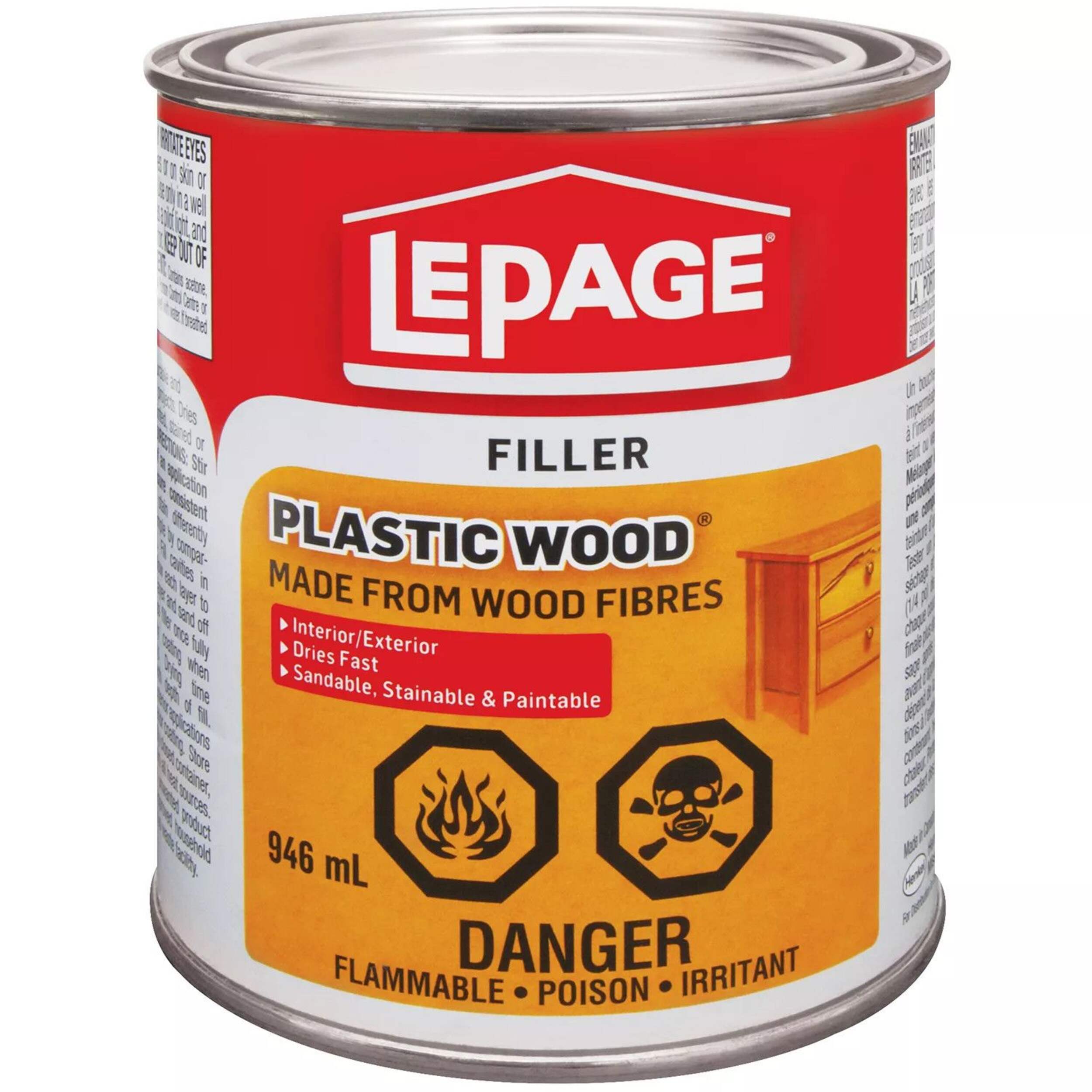 LePage Plastic Wood Filler, 946-mL Front_Flat
