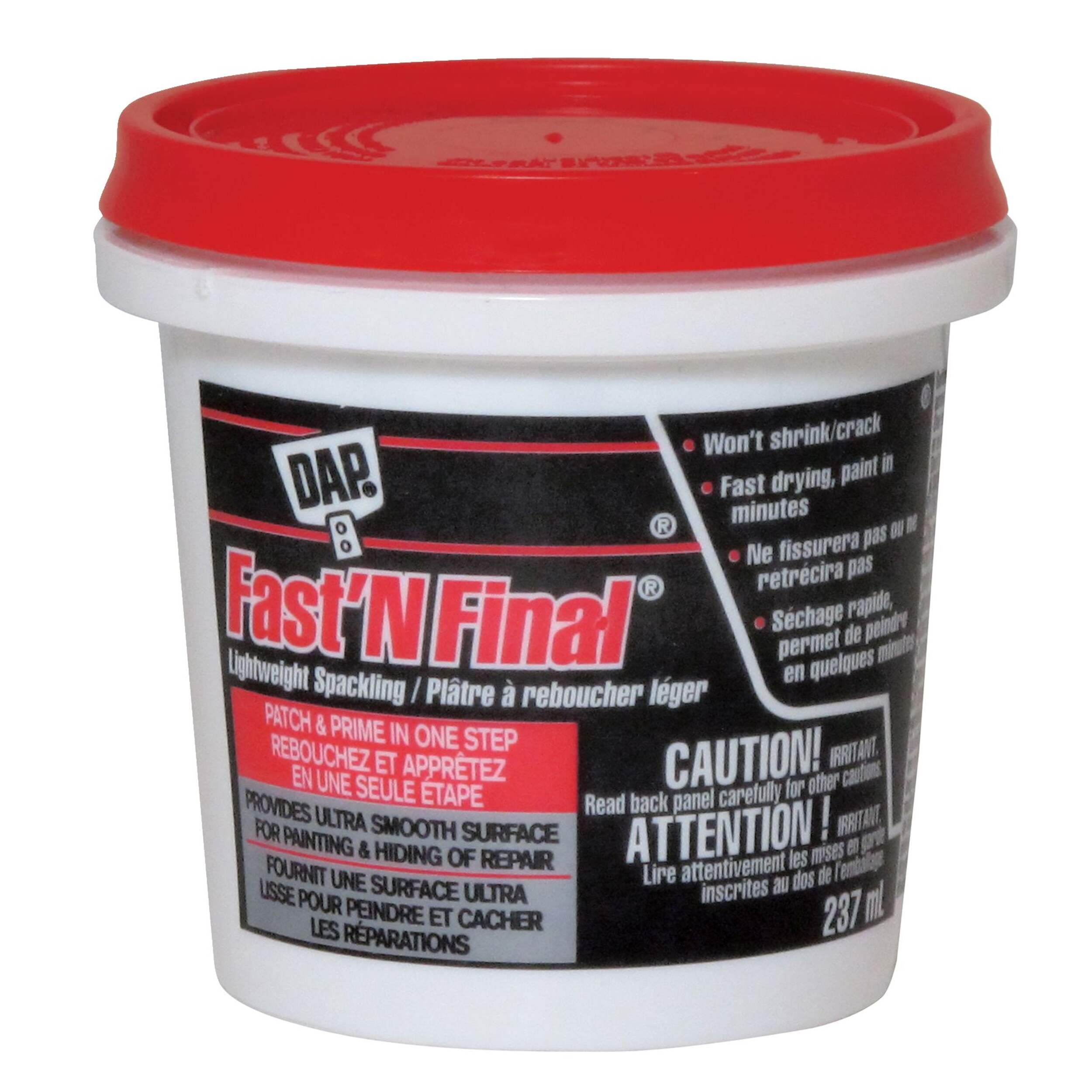 DAP Fast N' Final Lightweight Spackling, 237-mL Front_Elevated