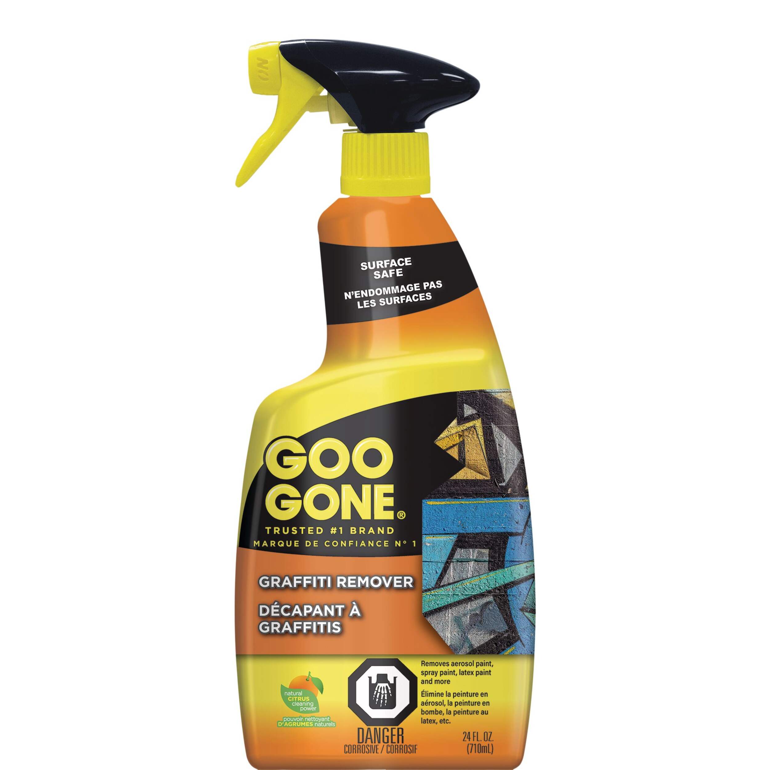 Goo Gone Graffiti Remover, Safe for Use on Concrete, Brick, Glass, Metal, & Fiberglass, 710-mL Front_Flat