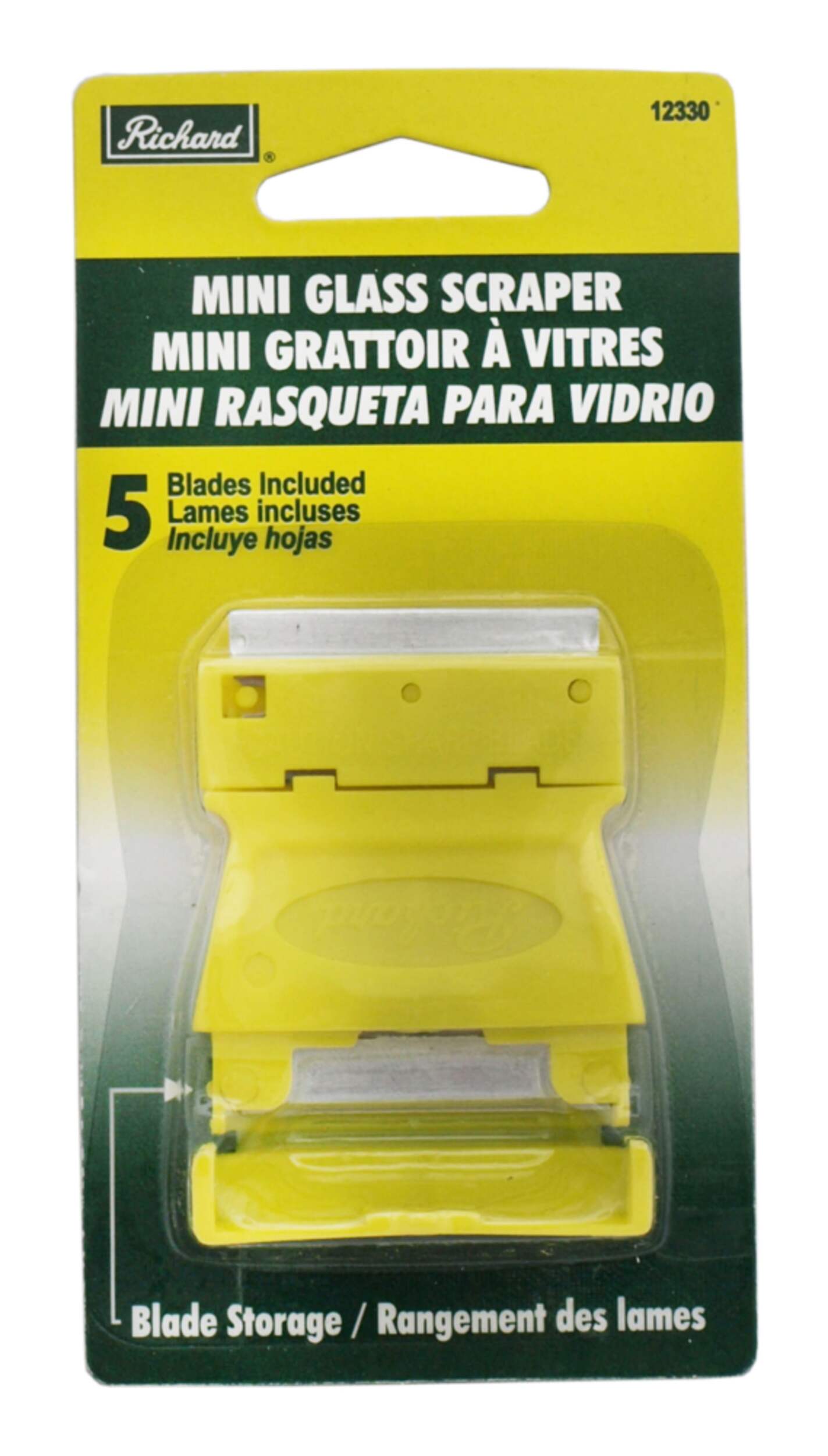 Richard Mini Glass Scraper with Single Edge Razor Blades, 6-pc Front_Flat
