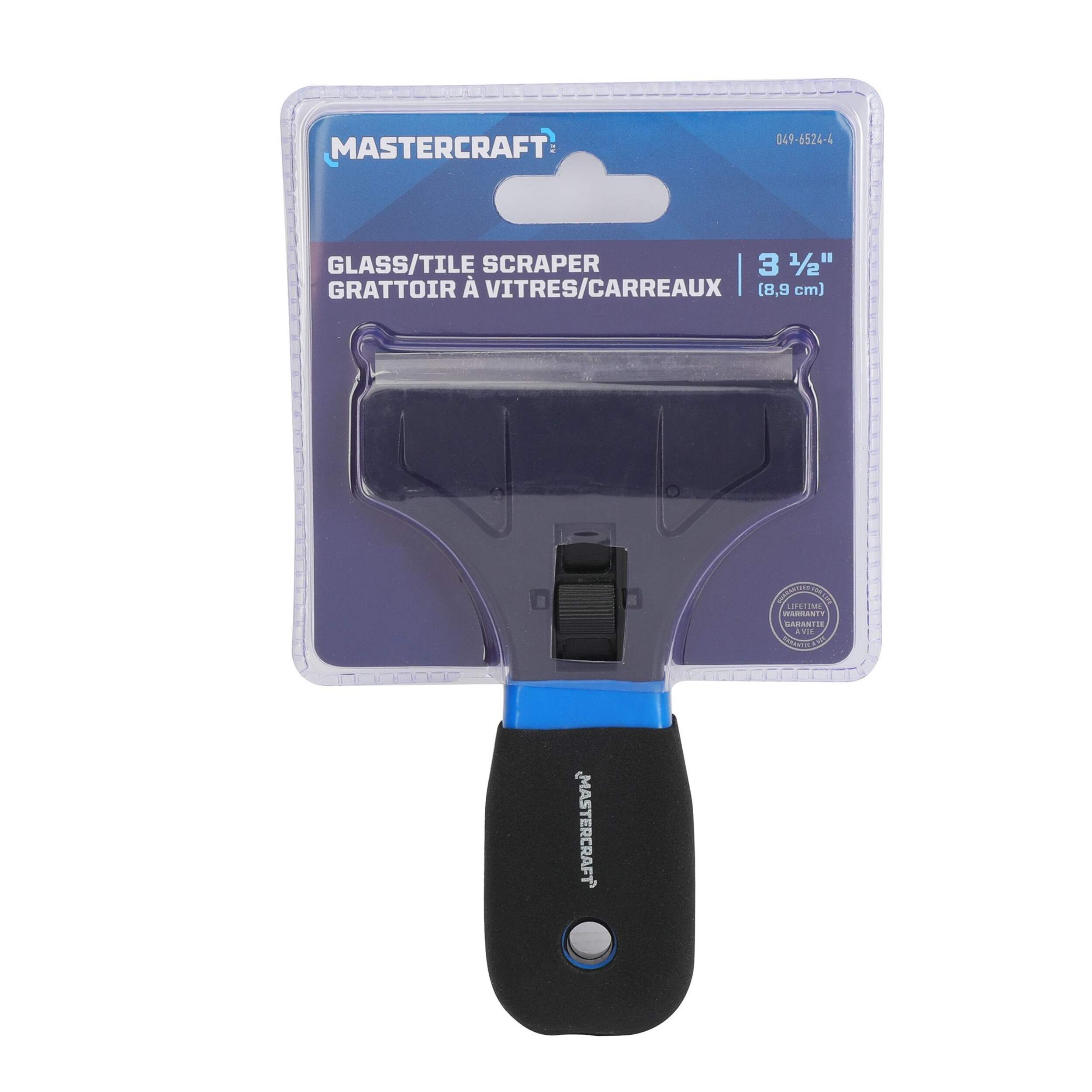 Mastercraft Retractable Glass & Tile Scraper Tool with Replaceable 3.5-in Razor Blade Front_Flat