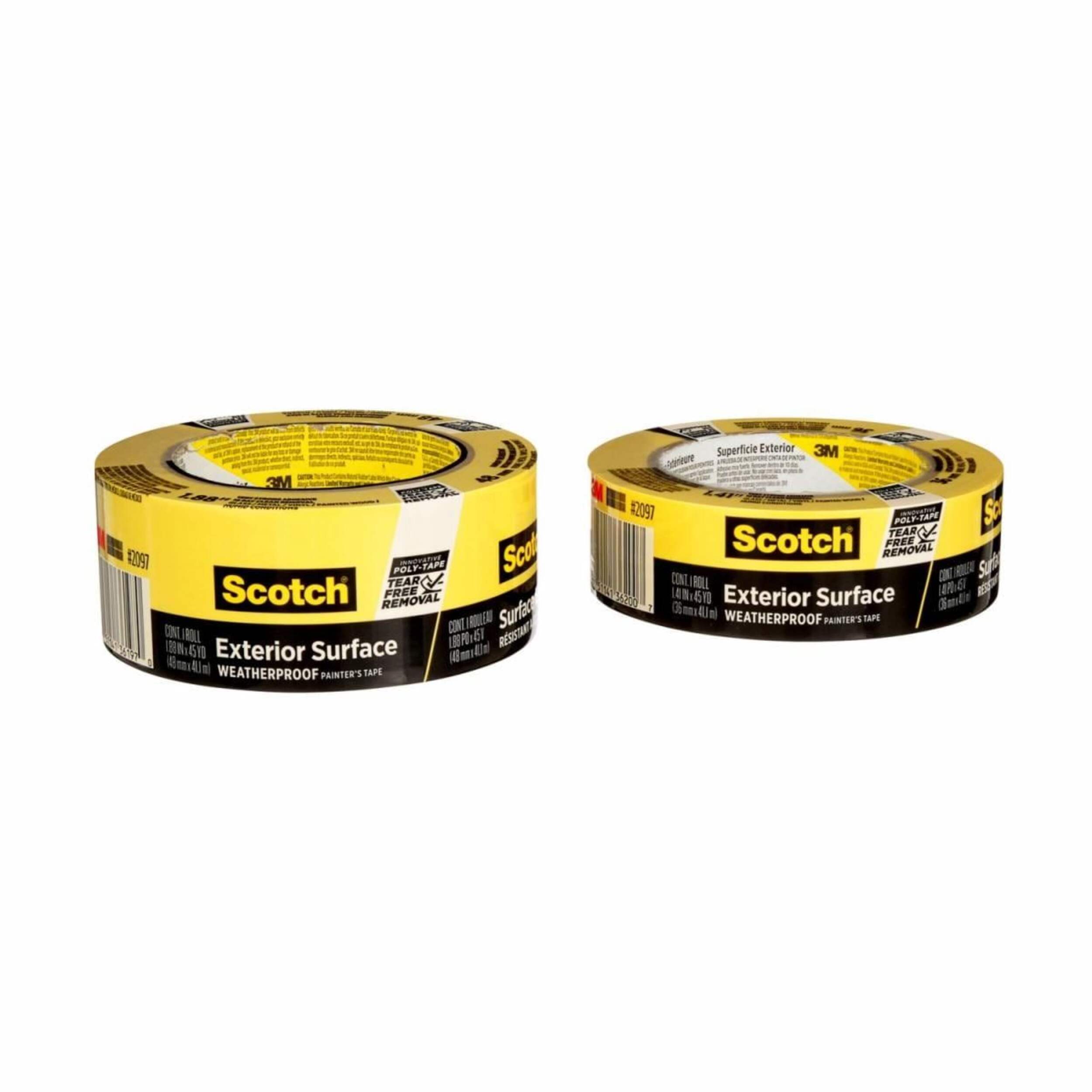 Scotch Exterior Surface Weatherproof Outdoor Painter's Tape, Yellow, 1.41-in x 60-yd Front_Elevated