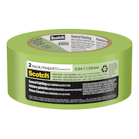 3M Scotch General Painting Multi-Surface Painter's Tape, Green, 1-in x 60-yd, 2-pk