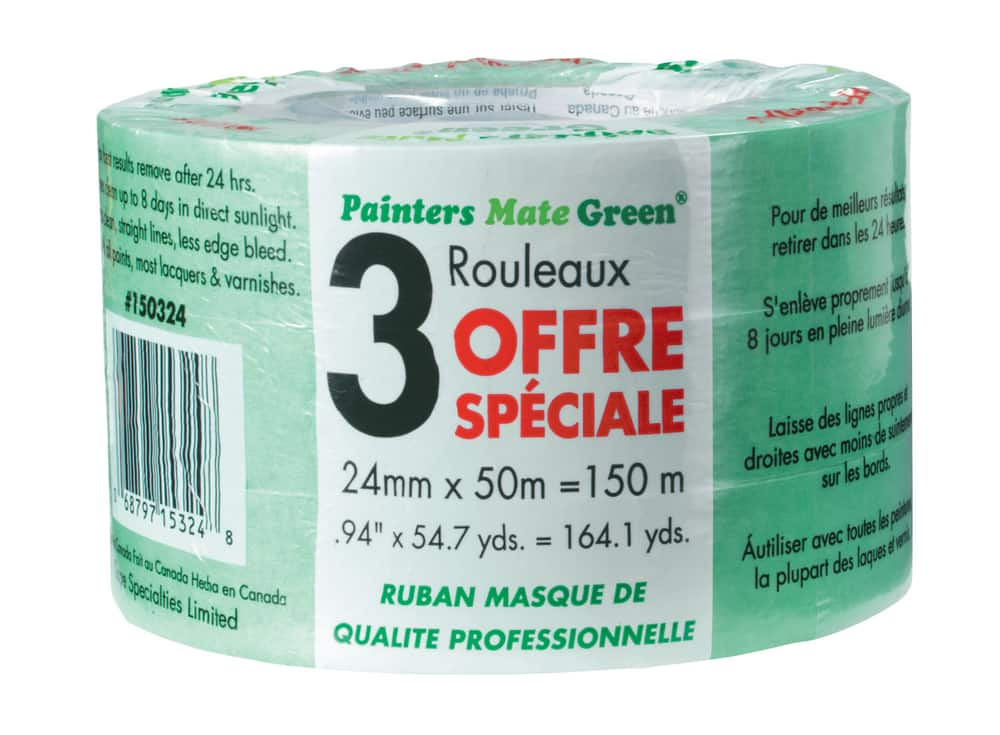 Painter S Mate Green Masking Tape 180 Ft X 1 In 3 Pk Canadian Tire   Tape 1 X 60 Yd Green Value X 3 073859dc 4df5 44fb A8c8 E20c3d0d05e4 