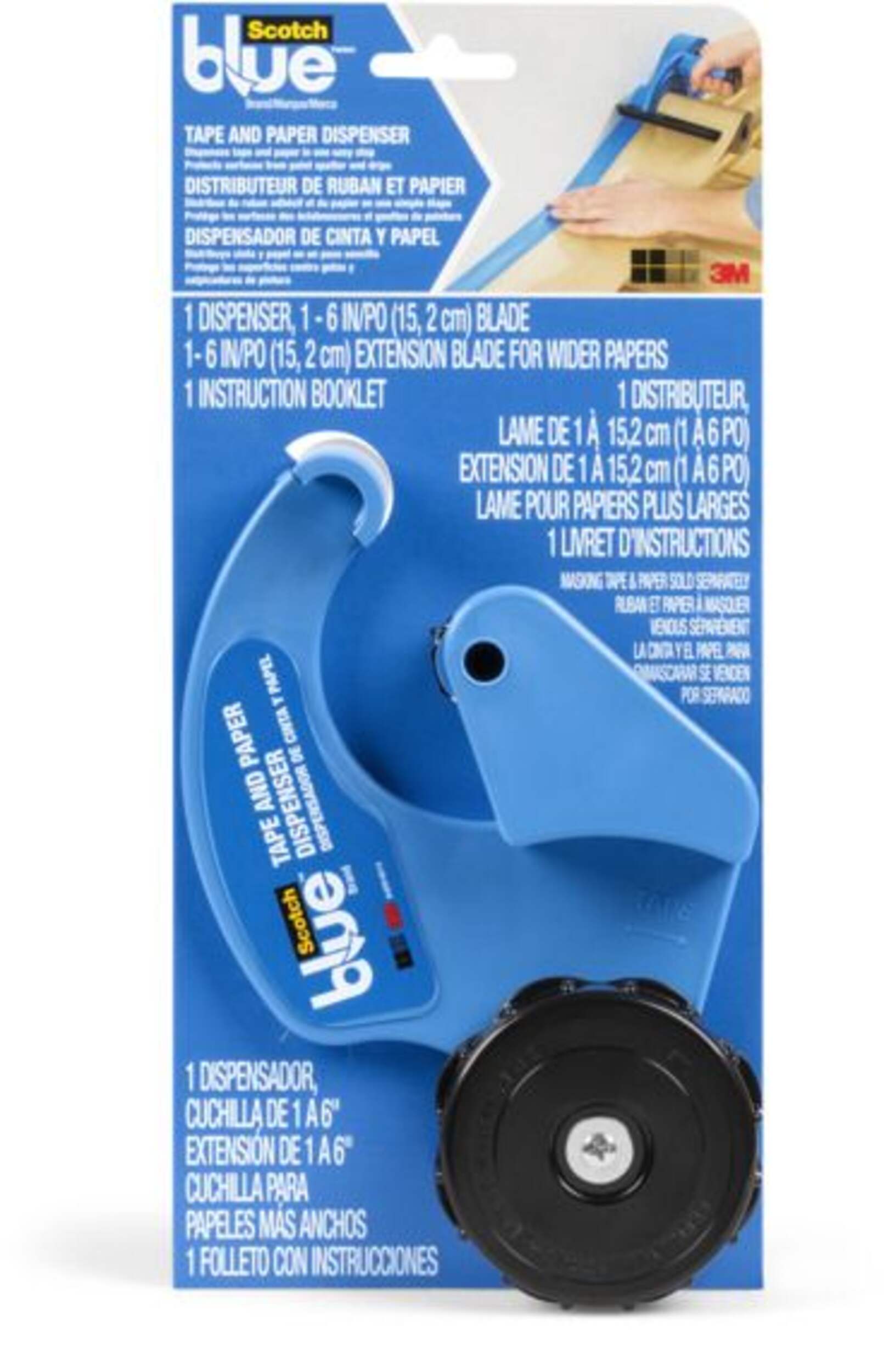 3M ScotchBlue Painter's Tape & Masking Paper Roll Dispenser with Extension Blade Front_Flat