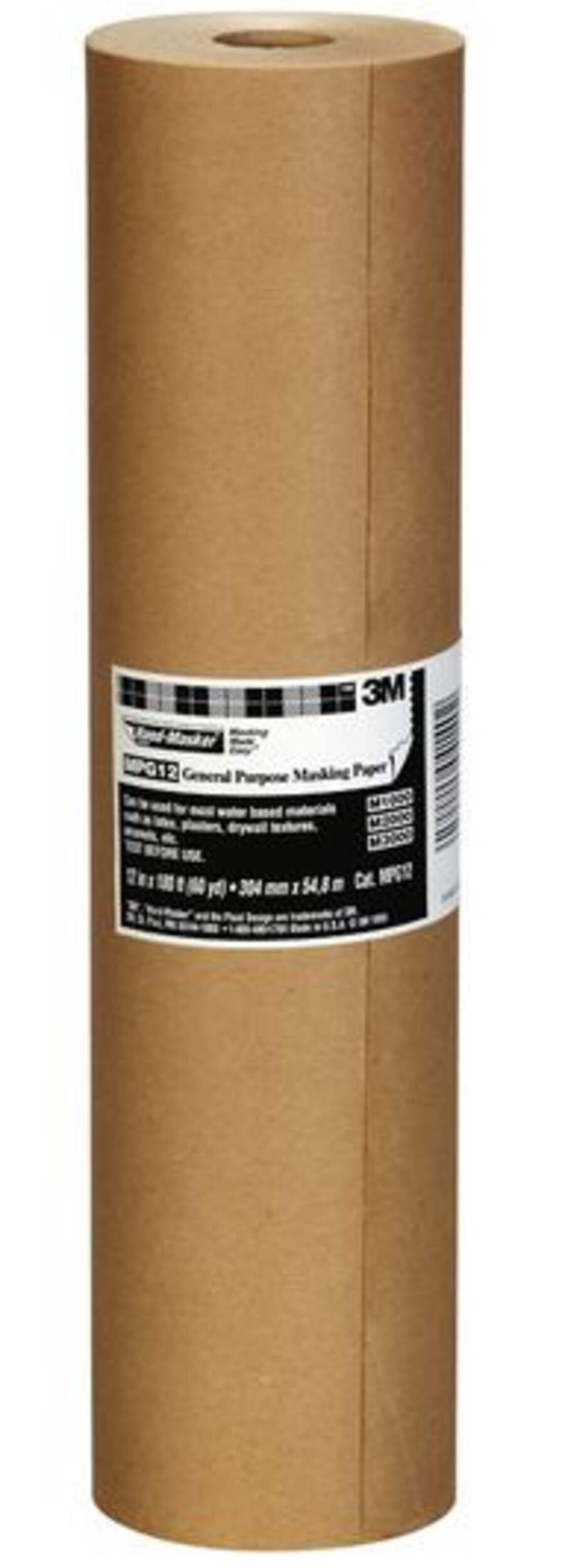 3M Hand-Masker General Purpose Masking Paper, Multi-Surface Protection, Brown, 12-in x 60-yd Front_Flat