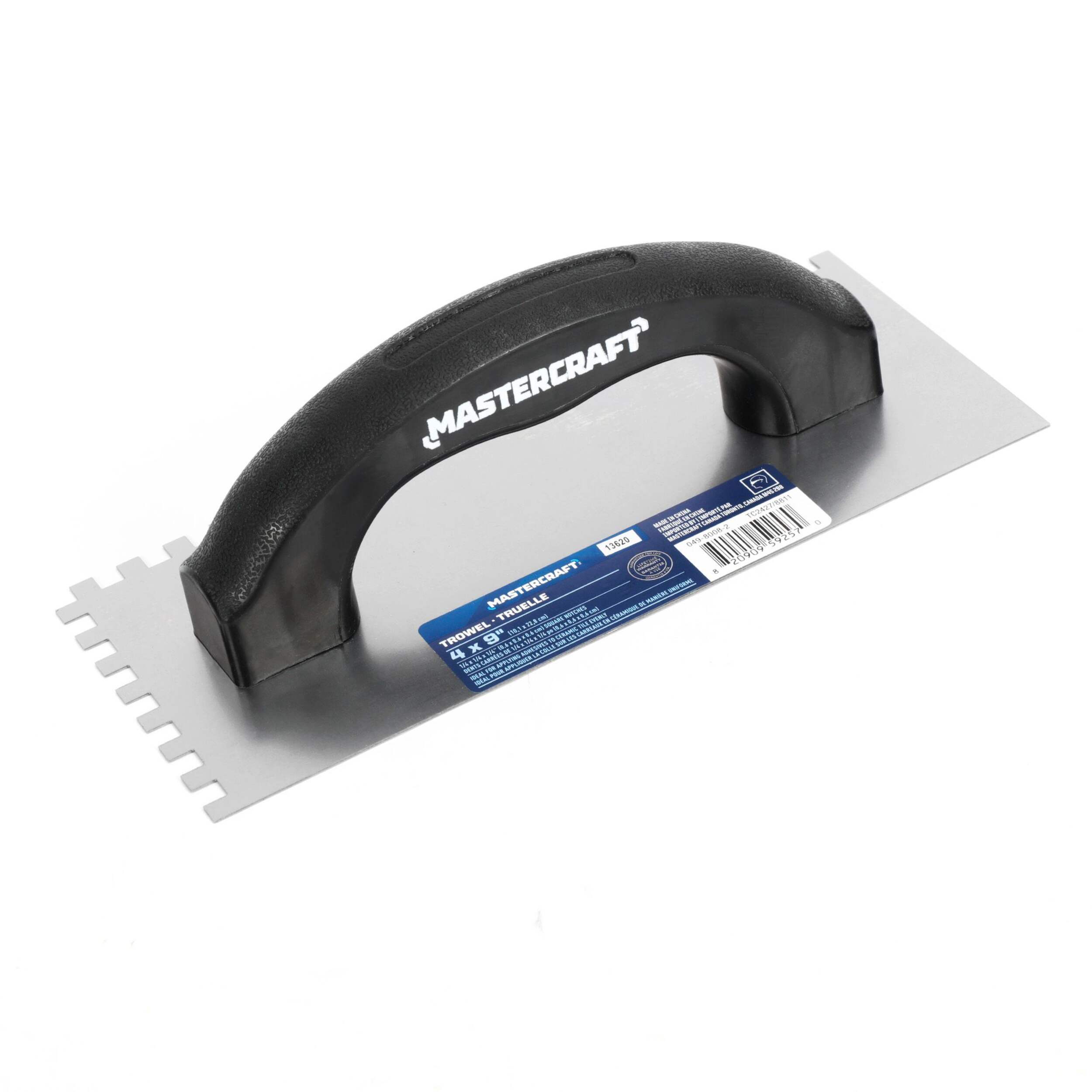Mastercraft Steel Square-Notch Adhesive Trowel For Ceramic Tile & Flooring Overhead_Plunge