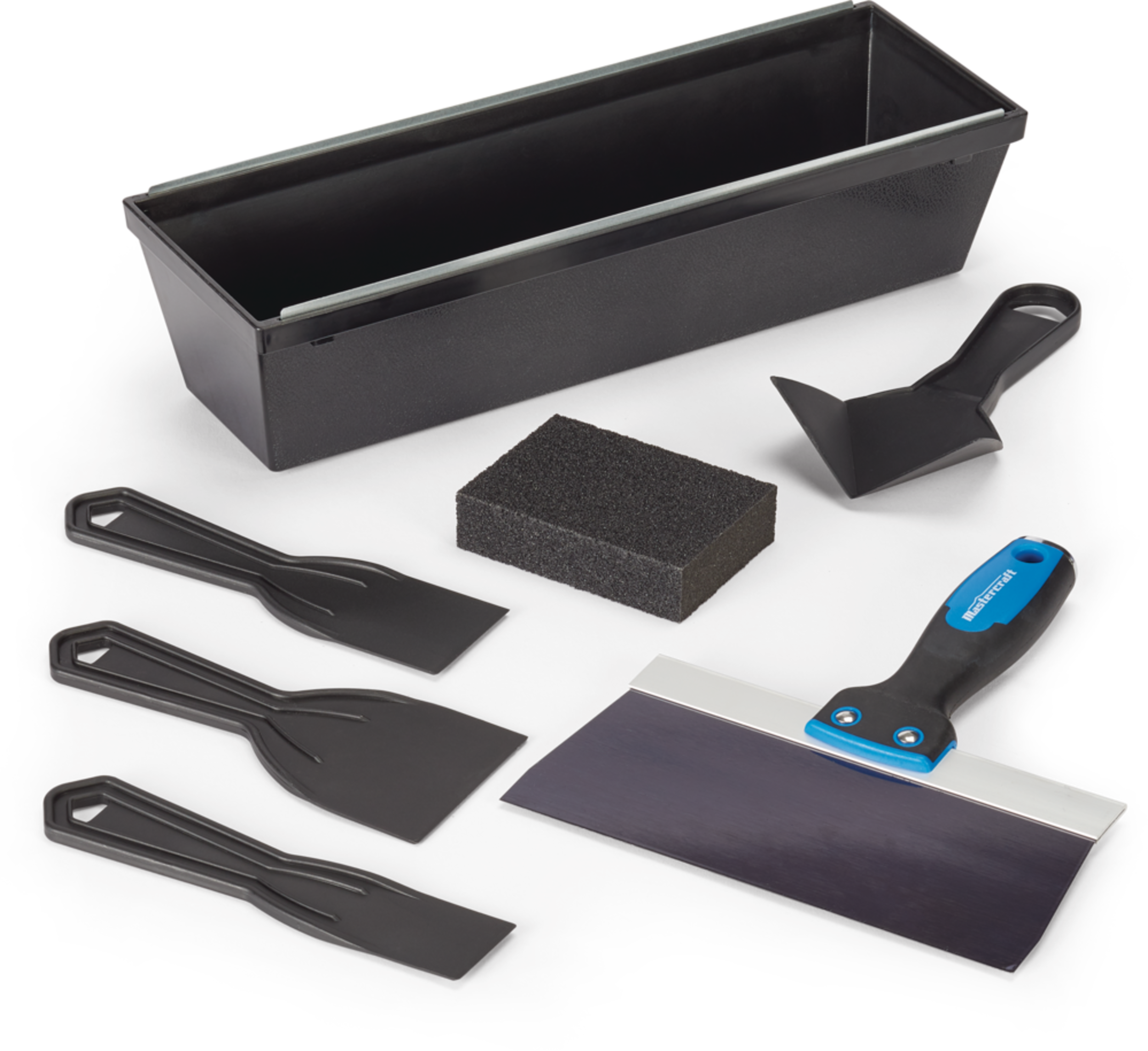 Mastercraft DIY Drywall Set with Mud Pan, Taping Knife, Corner Tool, Putty Knife & Sponge, 7-pc Composite_or_Mixed
