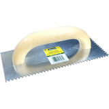 Truelle adhésive en acier à encoche en V Richard pour carreaux/planchers de céramique, dessus plat, 3/16 x 1/8 po Overhead_Plunge