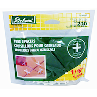 Cales de carreau en plastique polypropylène Richard, réutilisables, faciles à retirer, blanc, 1/16 po, paq. 200 Front_Flat